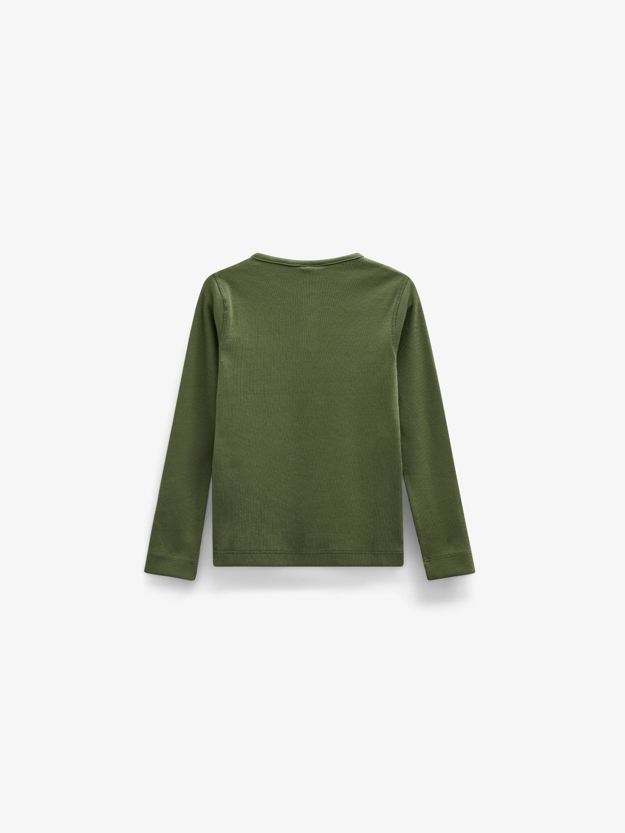 Ribbed Long-Sleeve Henley T-Shirt - Tween - Moss Green | 101594 Conrad