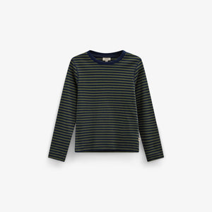 Ribbed Long-Sleeve T-Shirt - Tween - Moss Green/Navy Stripe | 101602 Conrad
