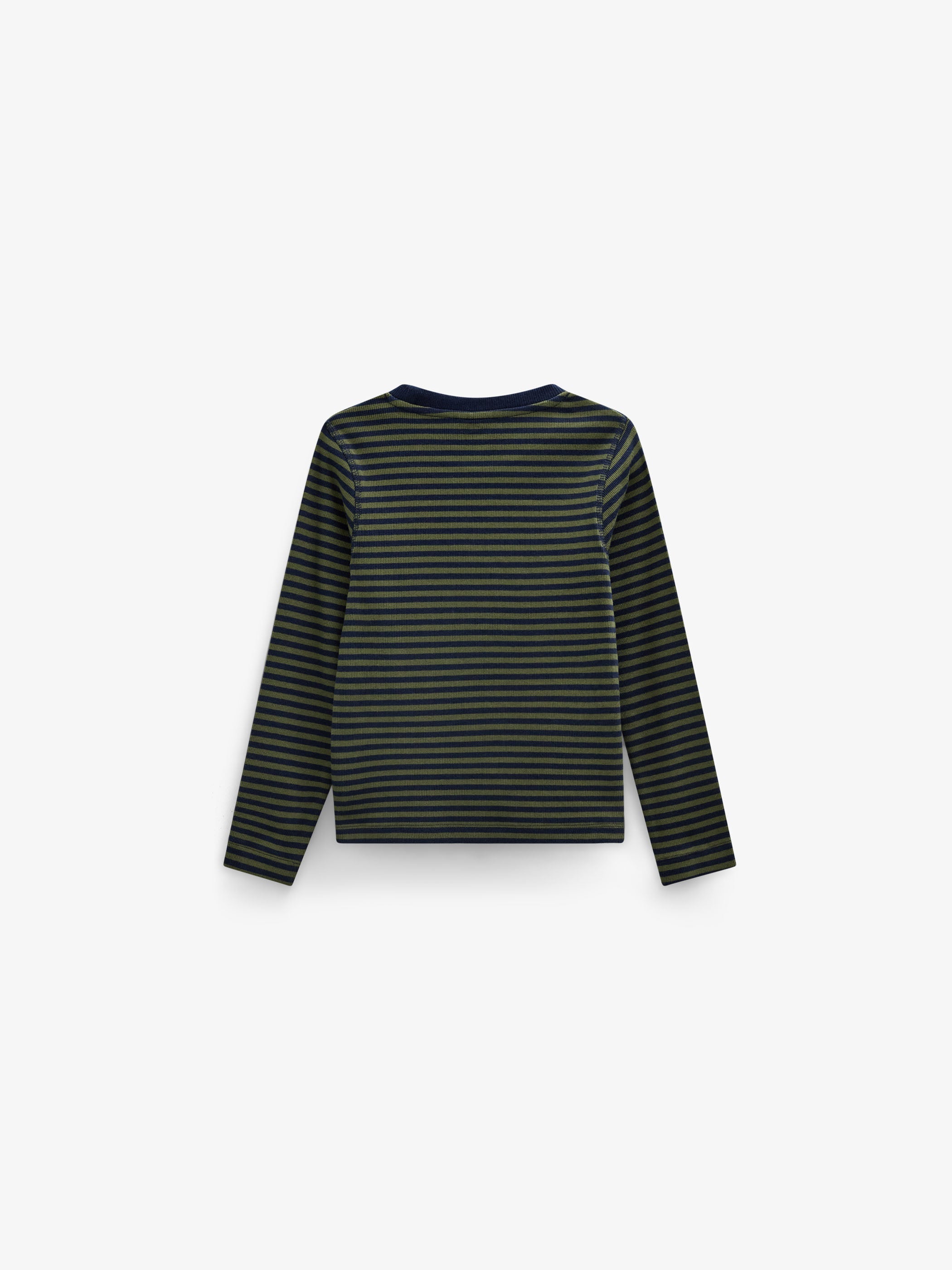 Ribbed Long-Sleeve T-Shirt - Tween - Moss Green/Navy Stripe | 101602 Conrad