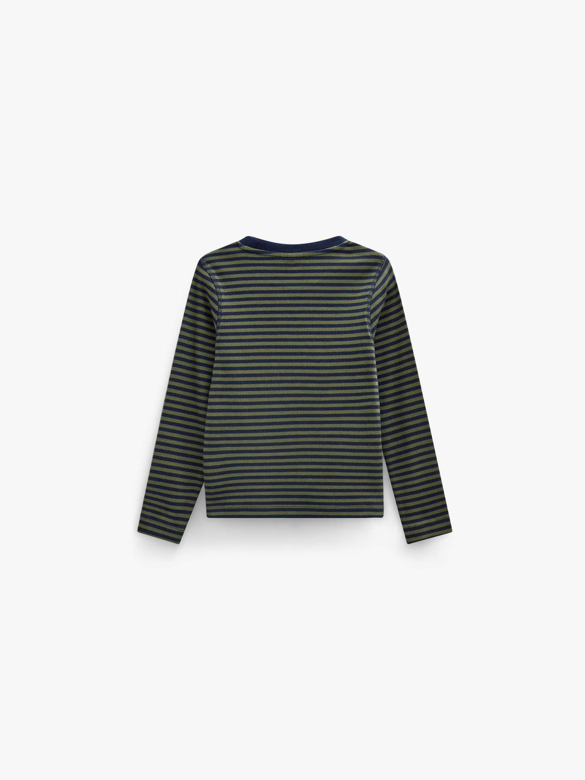 Ribbed Long-Sleeve T-Shirt - Kids - Moss Green/Navy Stripe | 101601 Conrad