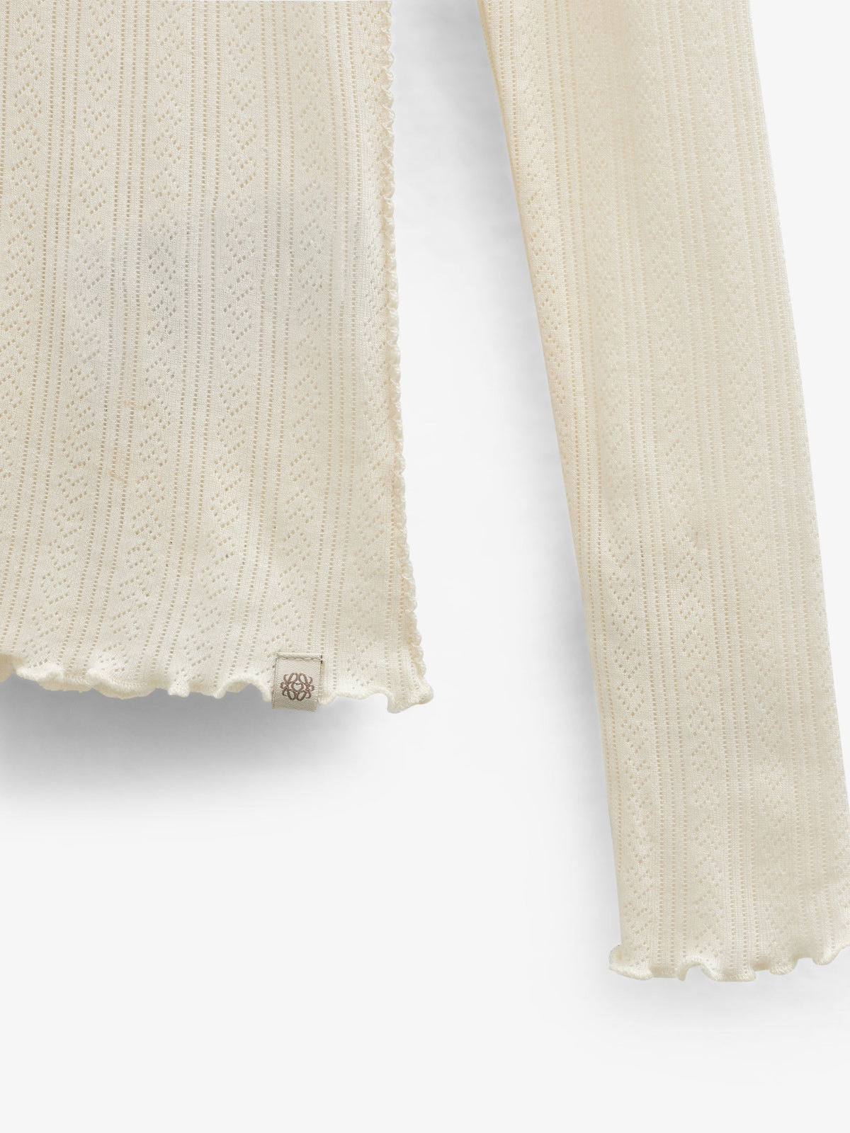 Long-Sleeve Cotton-Modal Pointelle T-Shirt - Tween - Offwhite | 101609 Ruby