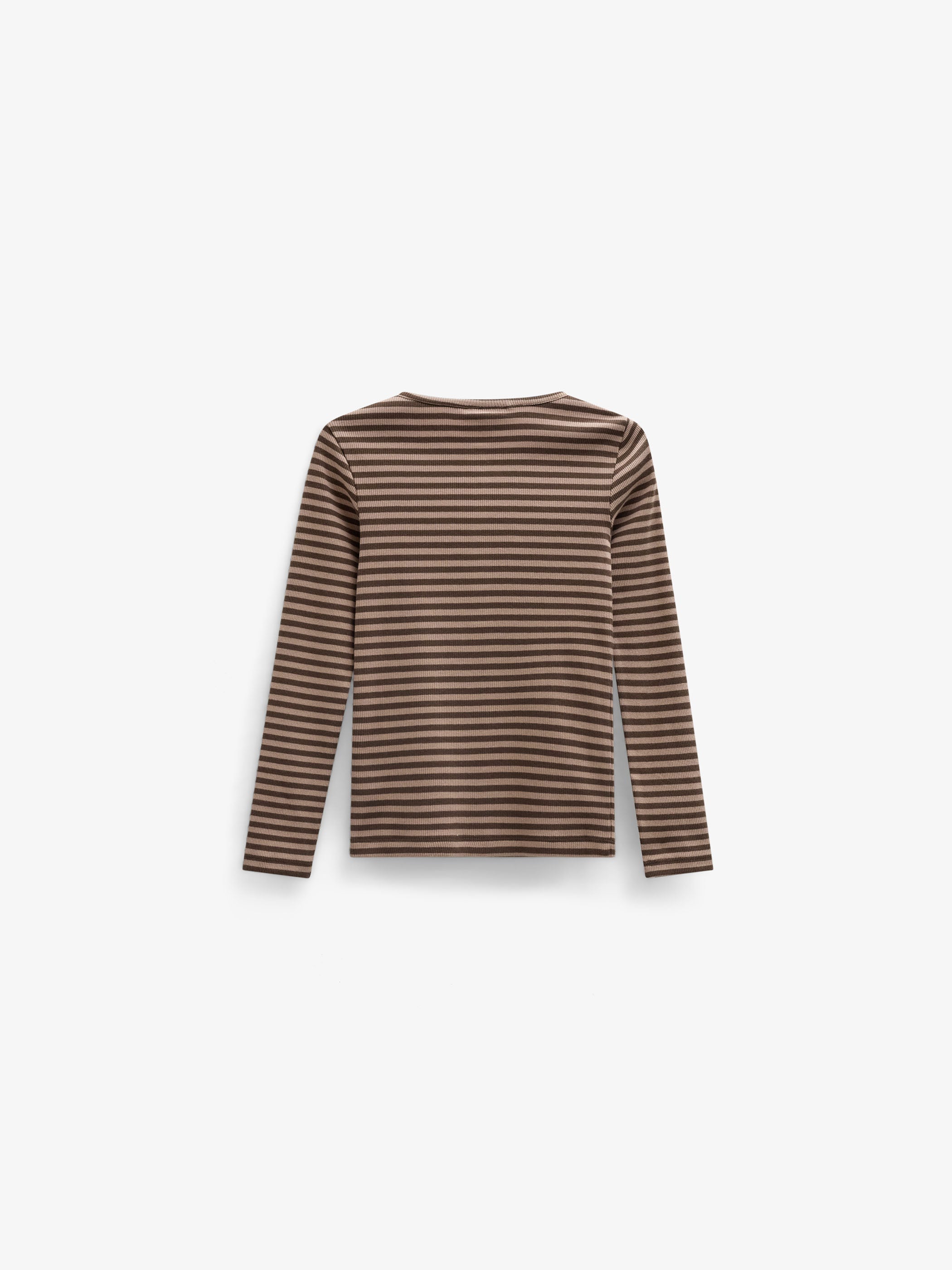 Striped Rib Long-Sleeve T-Shirt - Tween - Brown/Light Brown | 101615 Gloria