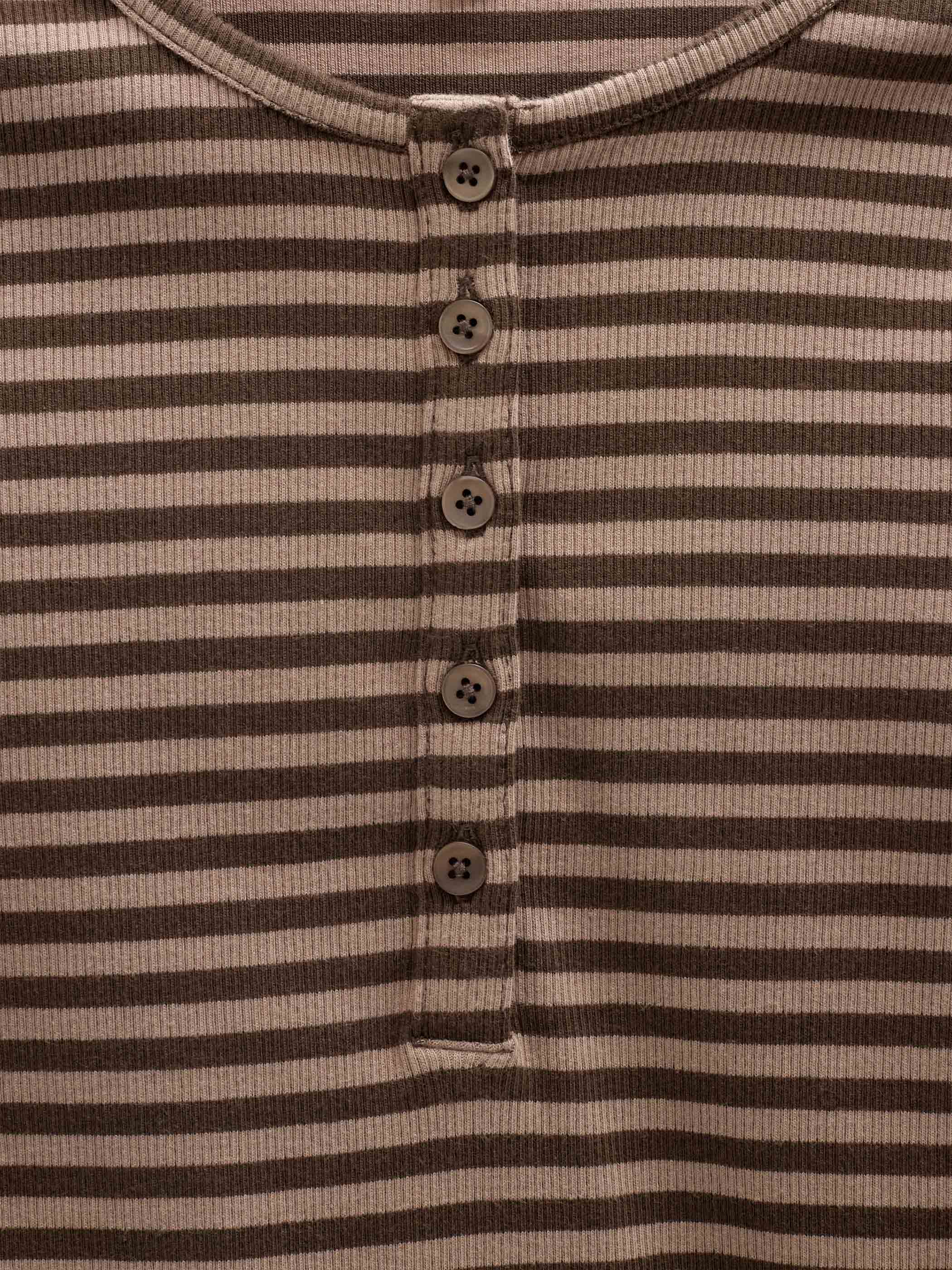 Striped Rib Long-Sleeve T-Shirt - Tween - Brown/Light Brown | 101615 Gloria