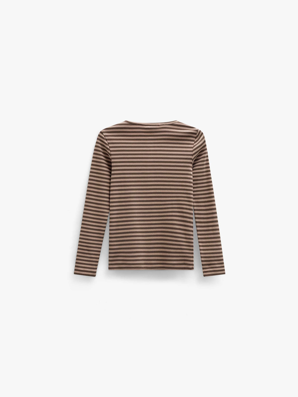 Striped Rib Long-Sleeve T-Shirt - Tween - Brown/Light Brown | 101615 Gloria