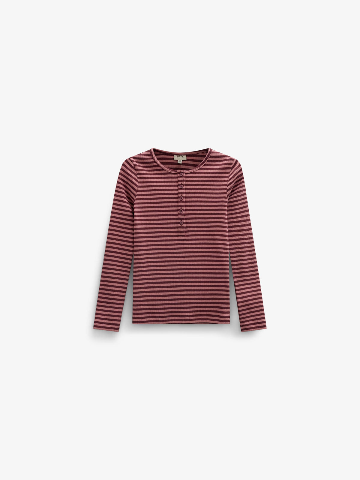 Striped Rib Long-Sleeve T-Shirt - Kids - Dusty Rose/Bordeaux | 101616 Gloria