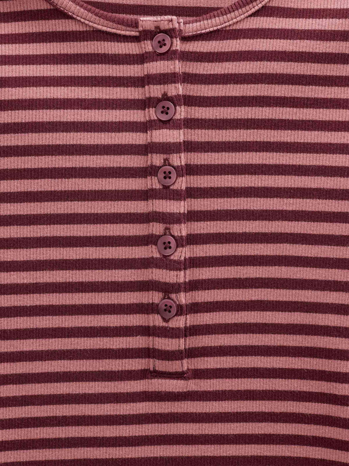 Striped Rib Long-Sleeve T-Shirt - Kids - Dusty Rose/Bordeaux | 101616 Gloria