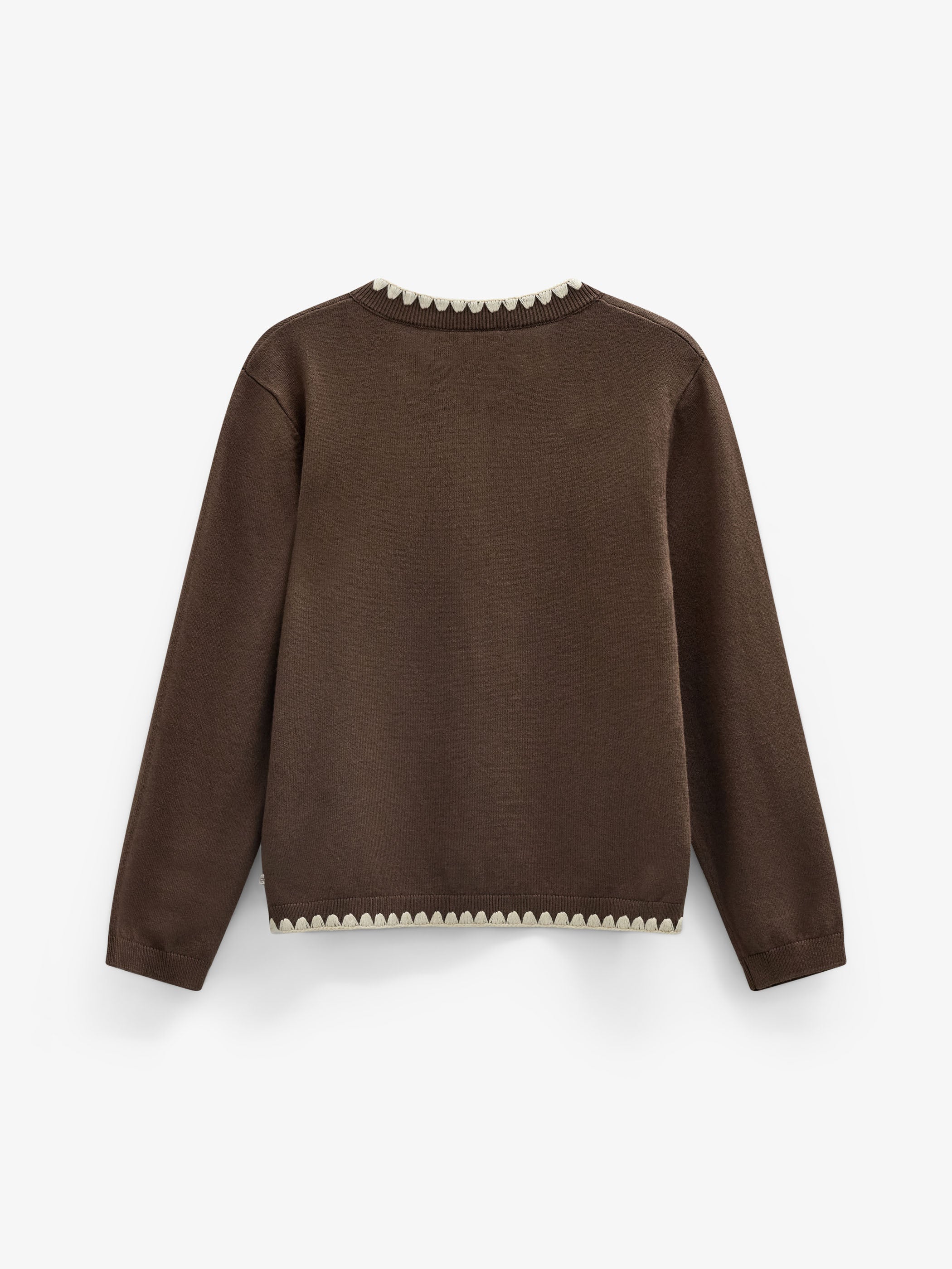 Contrast Stitch Cardigan - Tween - Brown/Offwhite | 101633 Lia