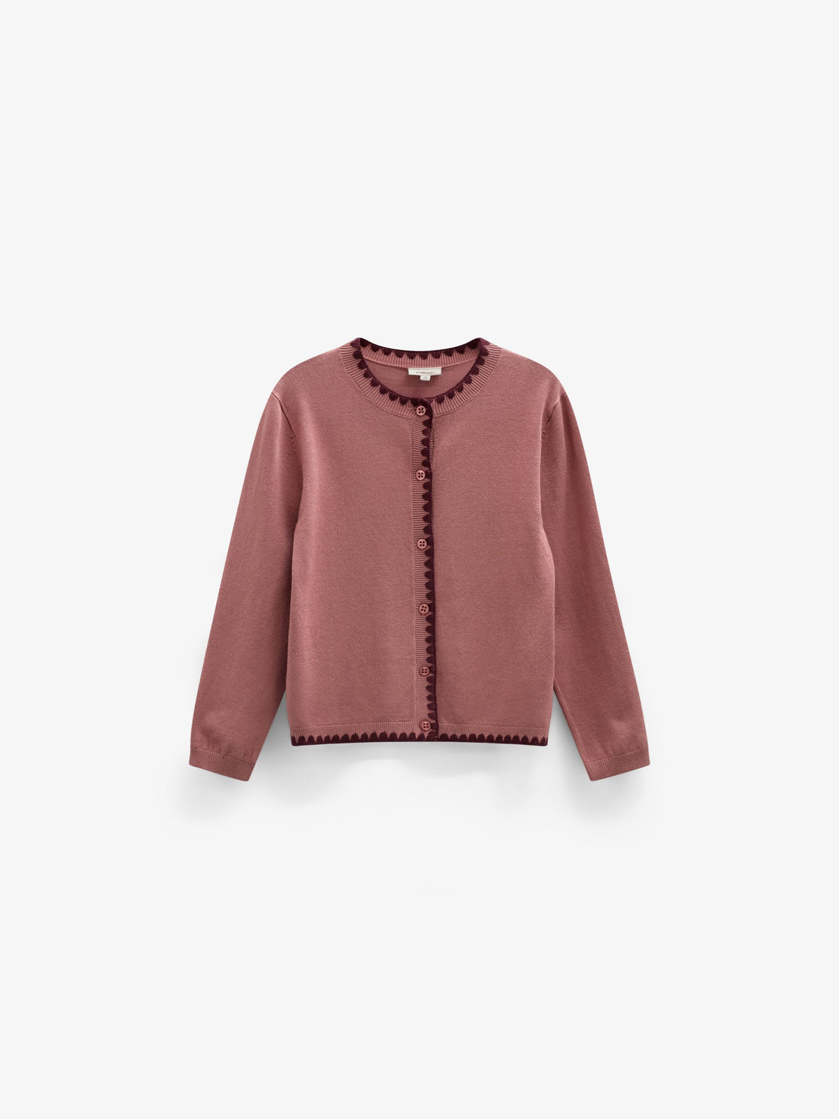 Contrast Stitch Cardigan - Kids - Dusty Rose/Bordeaux | 101634 Lia