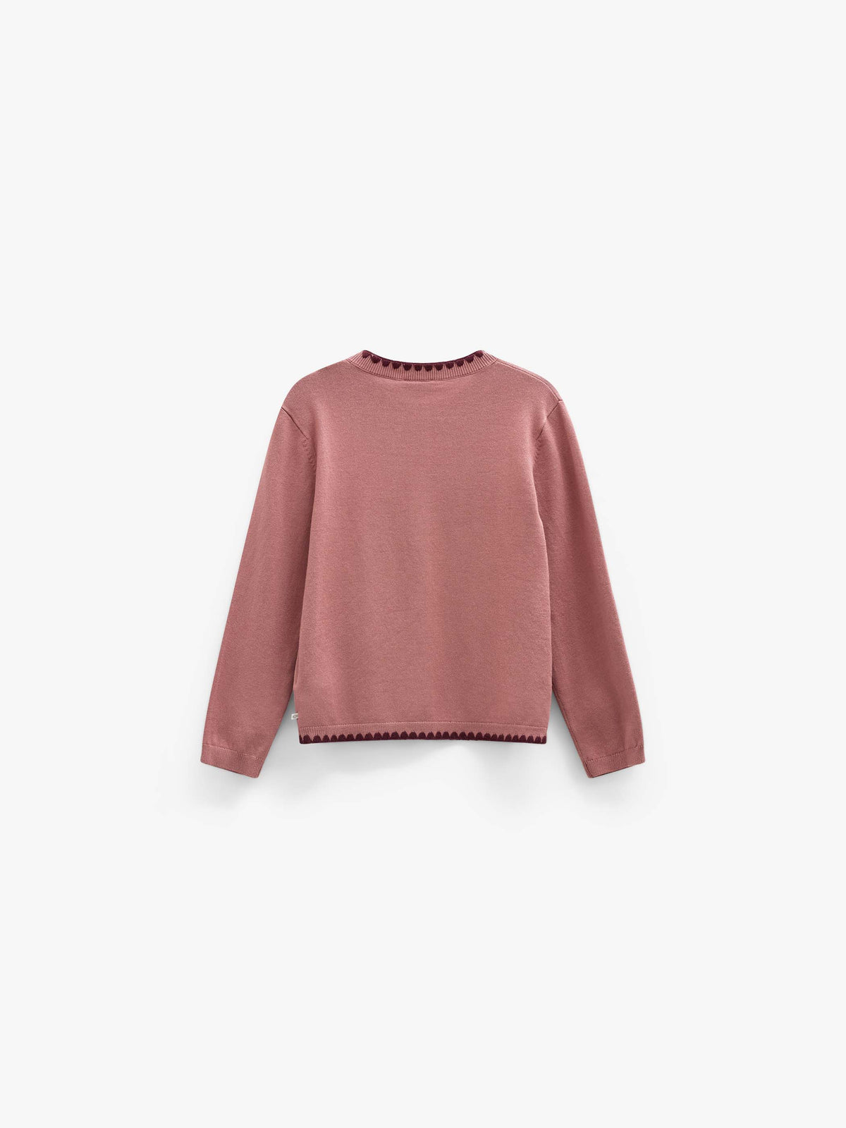 Contrast Stitch Cardigan - Kids - Dusty Rose/Bordeaux | 101634 Lia