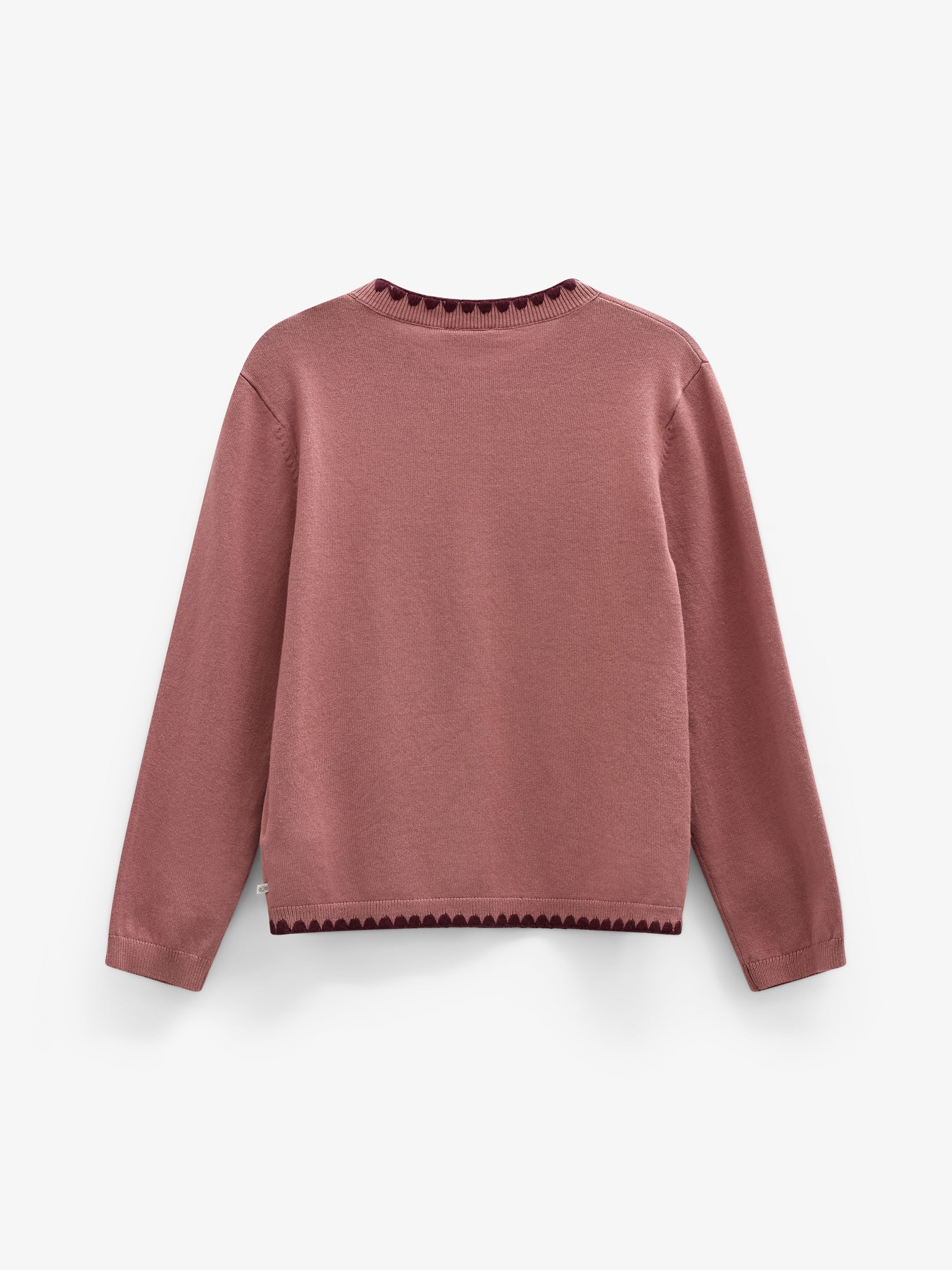 Contrast Stitch Cardigan - Tween - Dusty Rose/Bordeaux | 101635 Lia