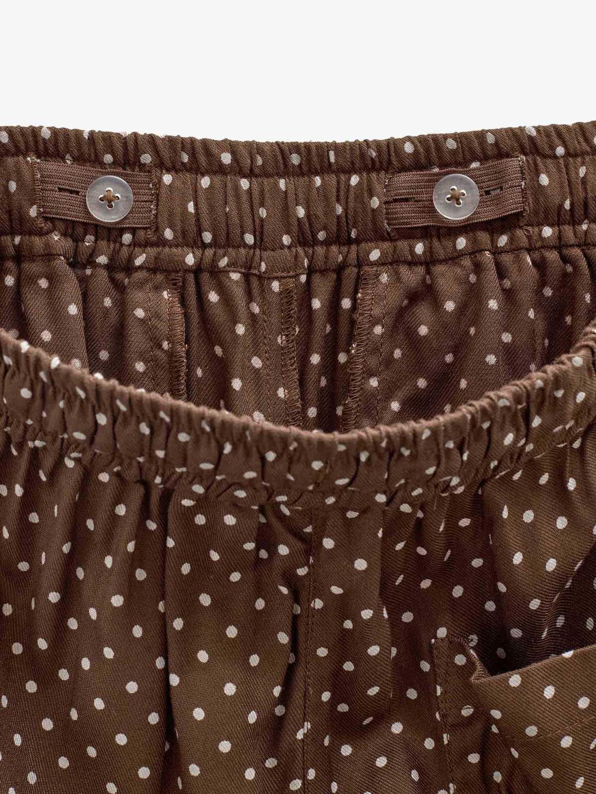 Dotted Wide-Leg Viscose Trousers - Tween - Brown/Offwhite | 101660 Feline