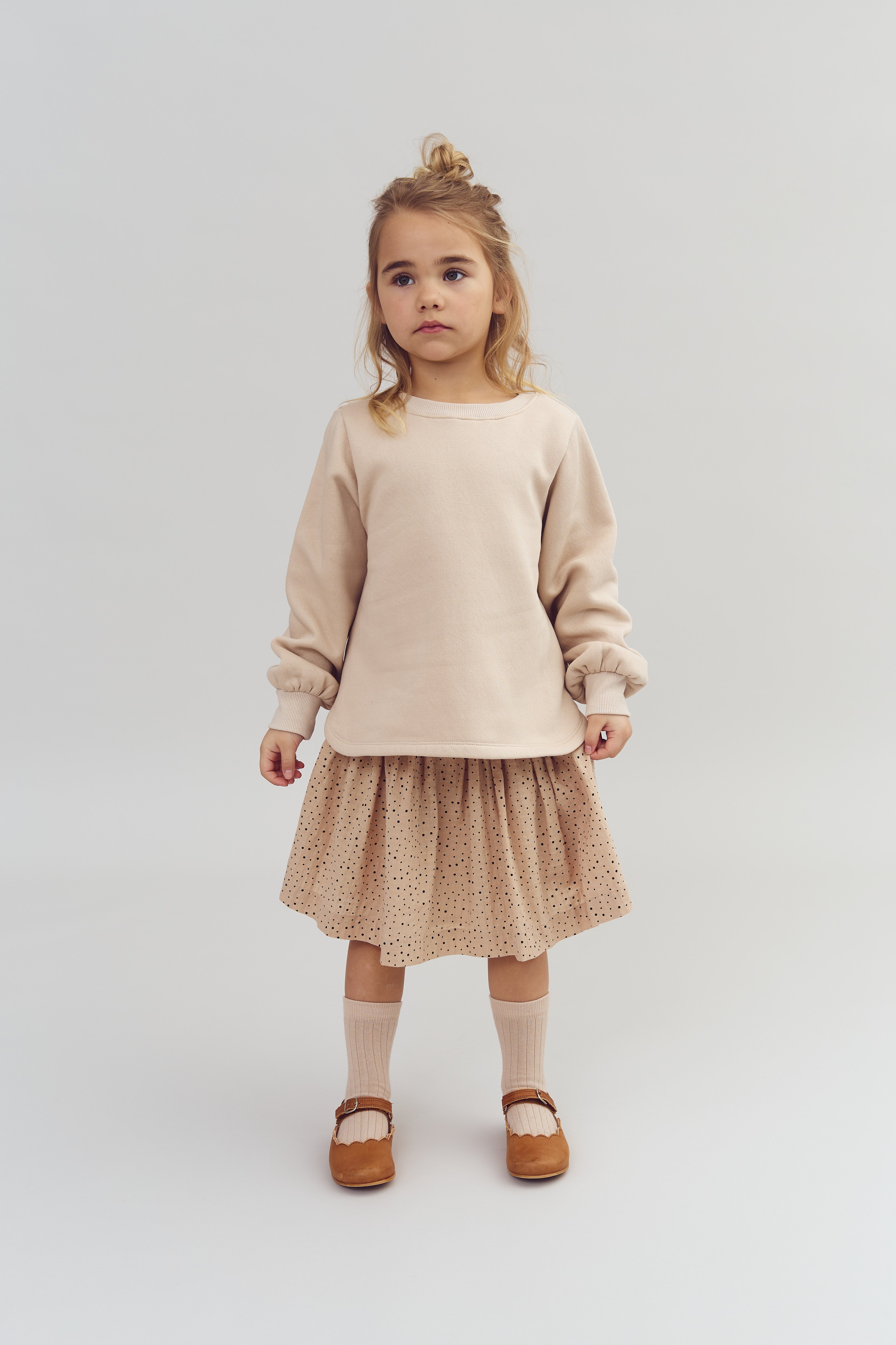Cotton Skirt w. Micro Dots - Kids - Moonlight
