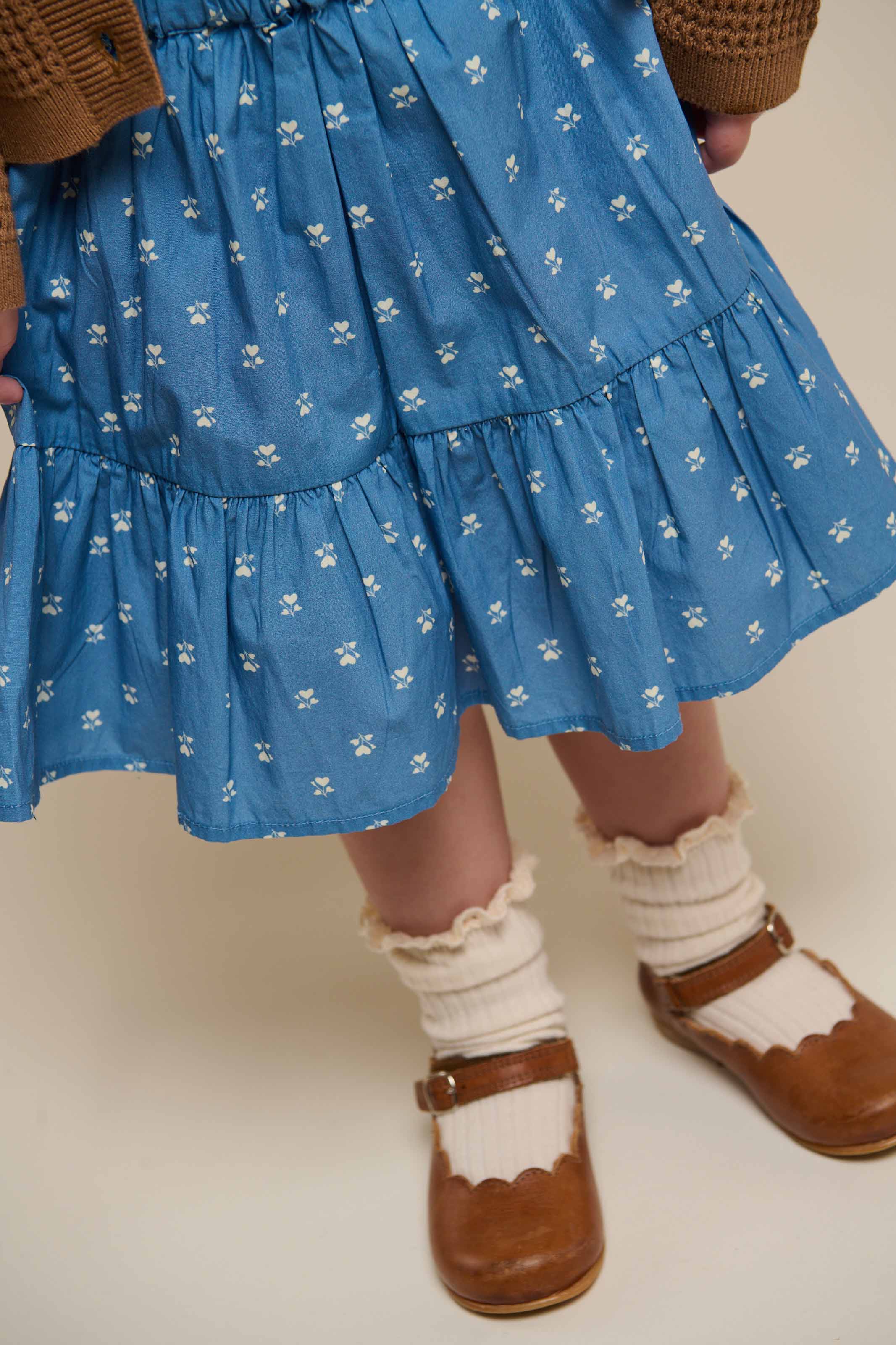 Printed Poplin Skirt - Kids - Dusty Blue | 101054 Camilla