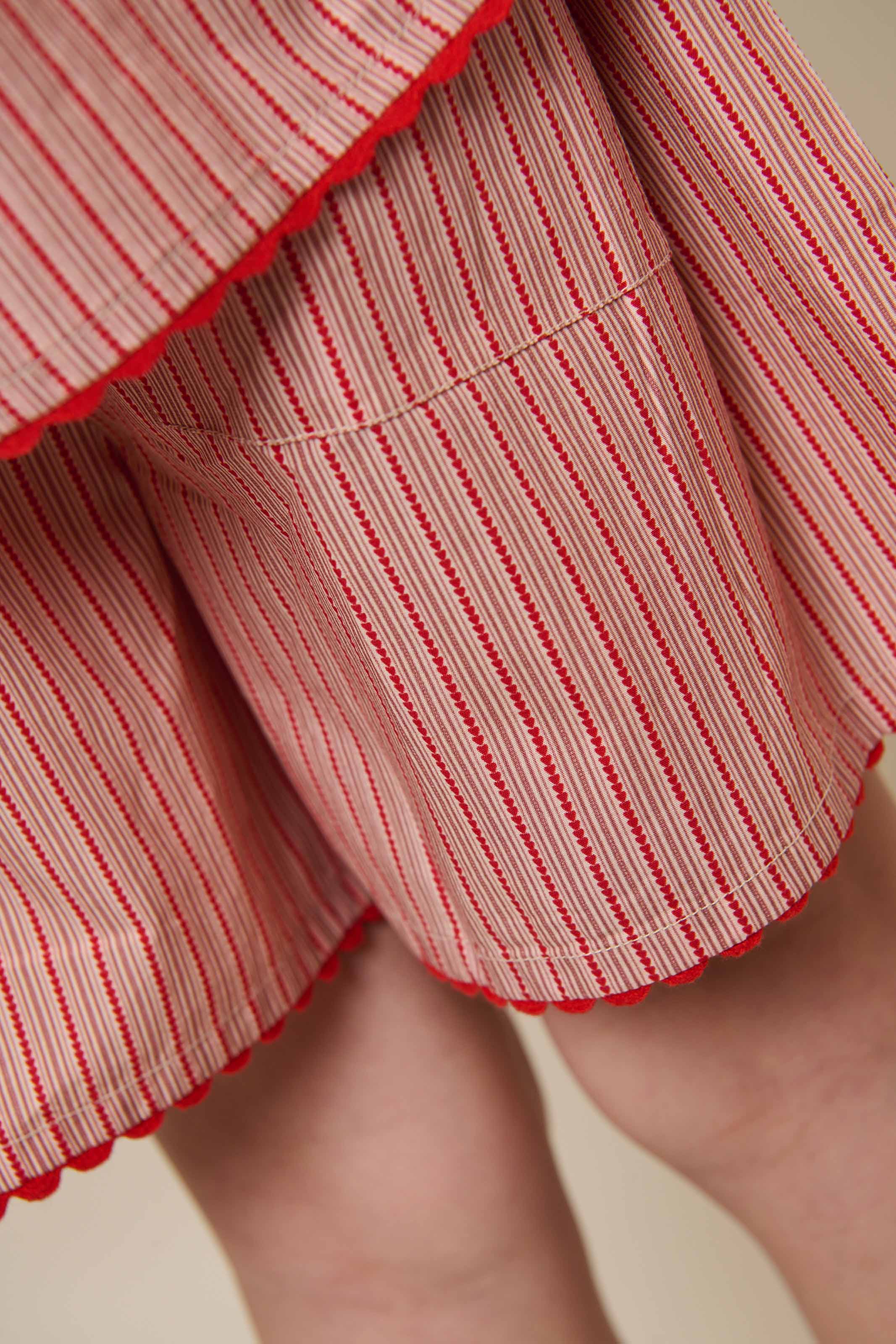 Striped Poplin Shirt and Shorts Set - Tween - Old Rose/Cherry Red | 100947 Olivia
