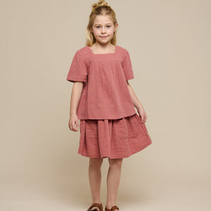 Gauze Short Sleeve Blouse - Tween - Old Rose | 100921 Jasmine