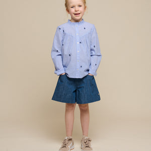 Flared Light Denim Shorts - Tween - Blue Denim | 101084 Isabella