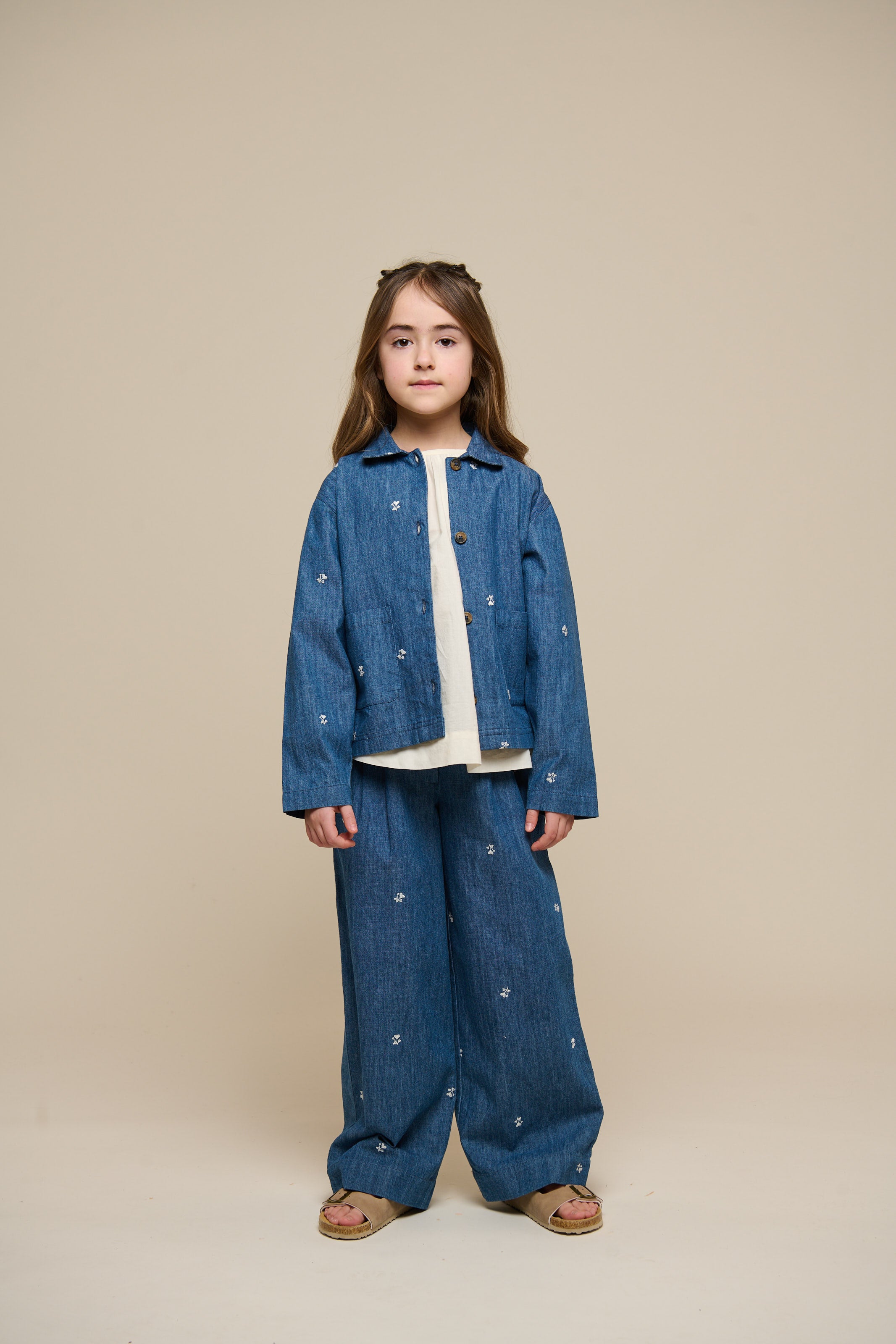 Embroidered Light Denim Shirt Jacket - Tween - Blue Denim | 101082 Isabella