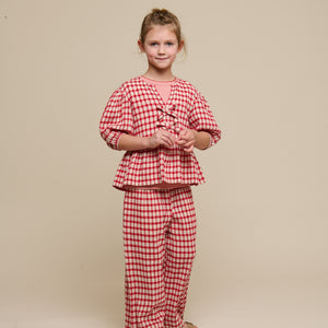 Checked Cotton Blouse - Tween - Cherry Red | 100909 Bonnie