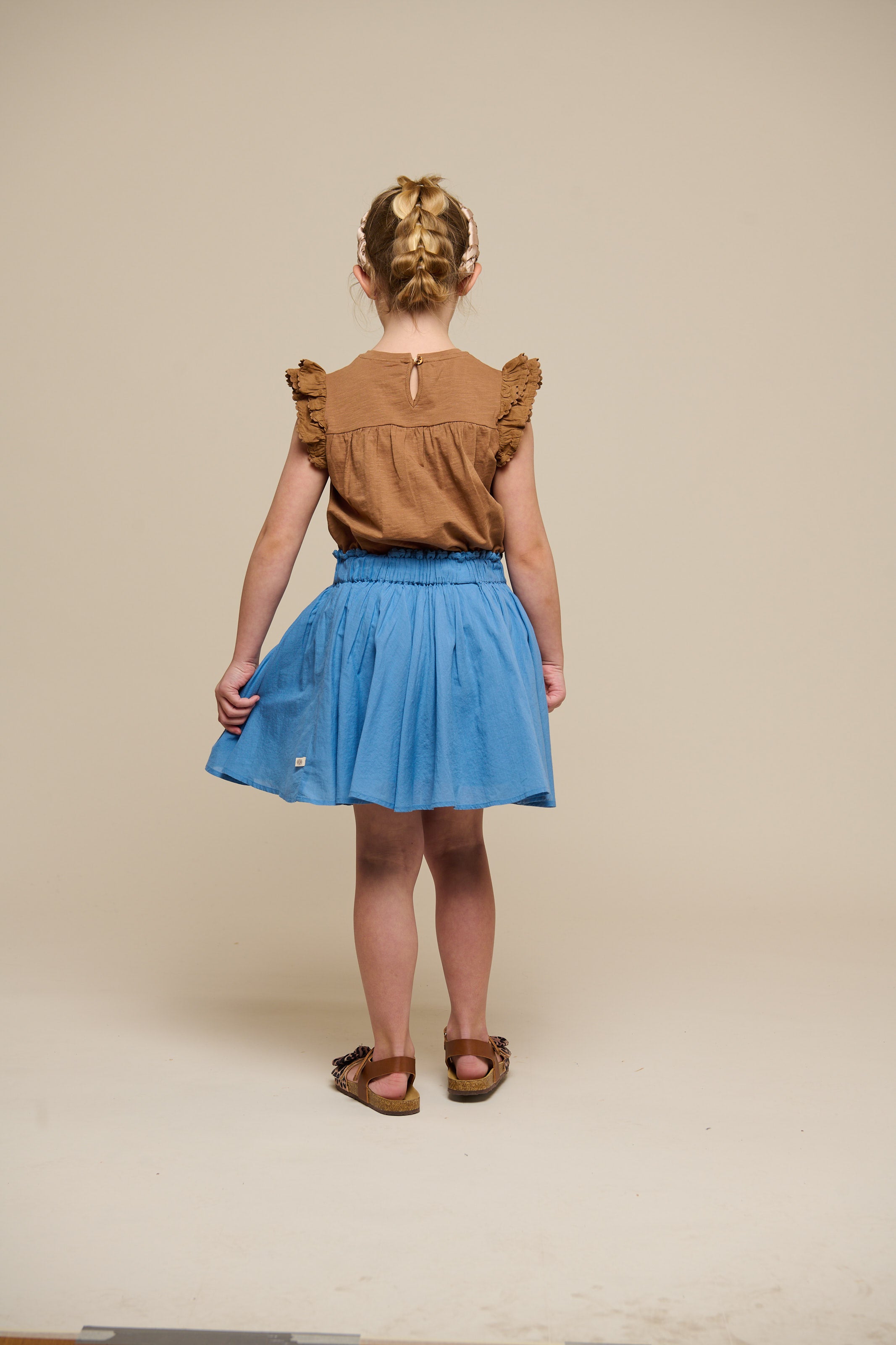 Cotton Skirt with Ric Rac Frill - Tween - Dusty Blue | 101070 Alma