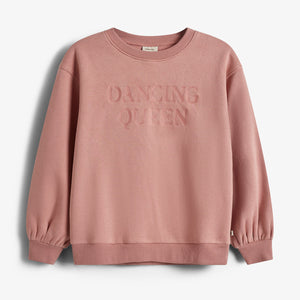 Oversized Sweatshirt w. Embroidery - Tween - Dusty Rose