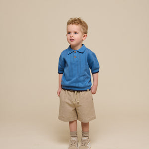 Textured Woven Cotton Shorts - Kids - Sand | 101197 Walter