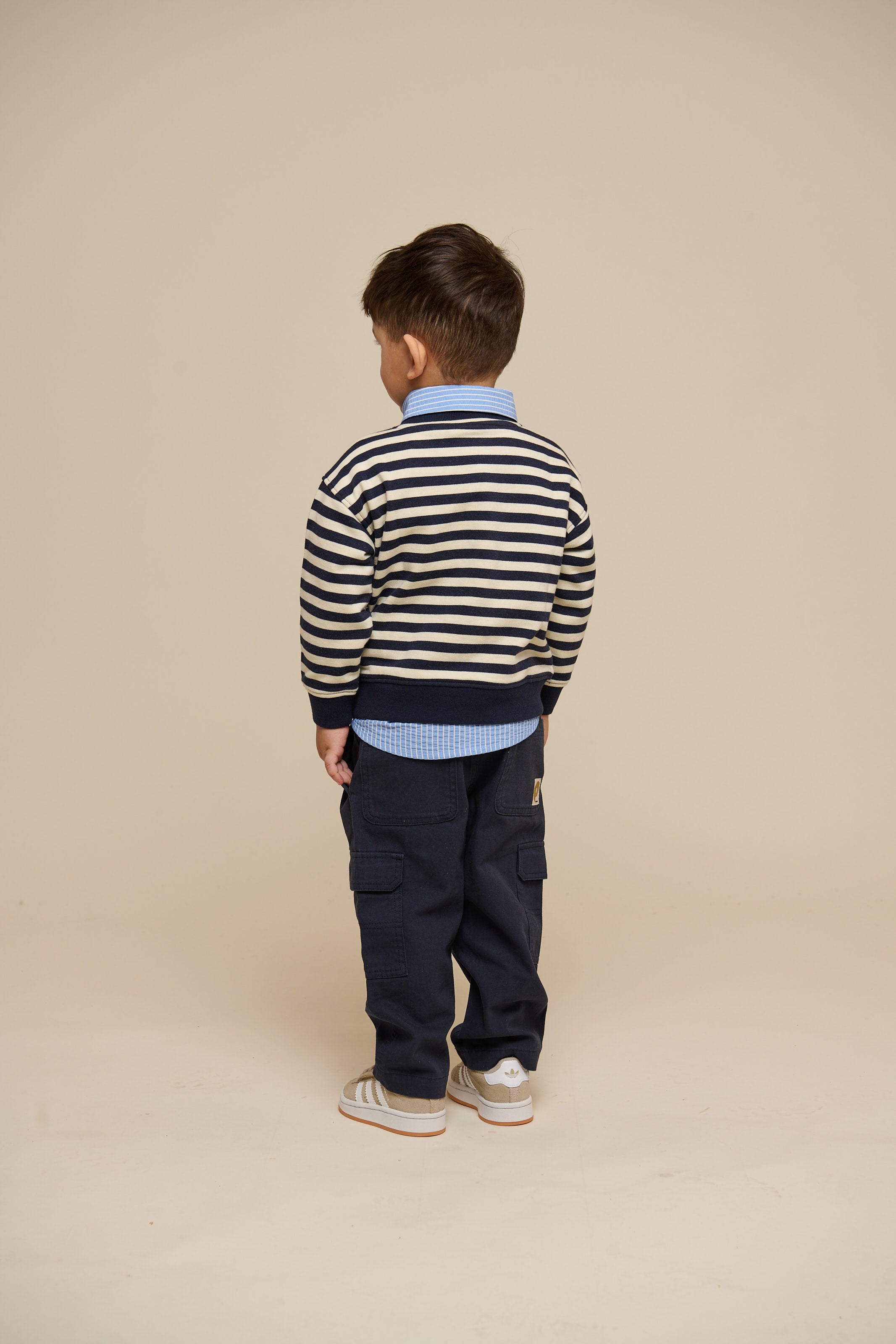 Striped Crewneck Sweatshirt - Kids - Navy Stripe | 101344 Cole