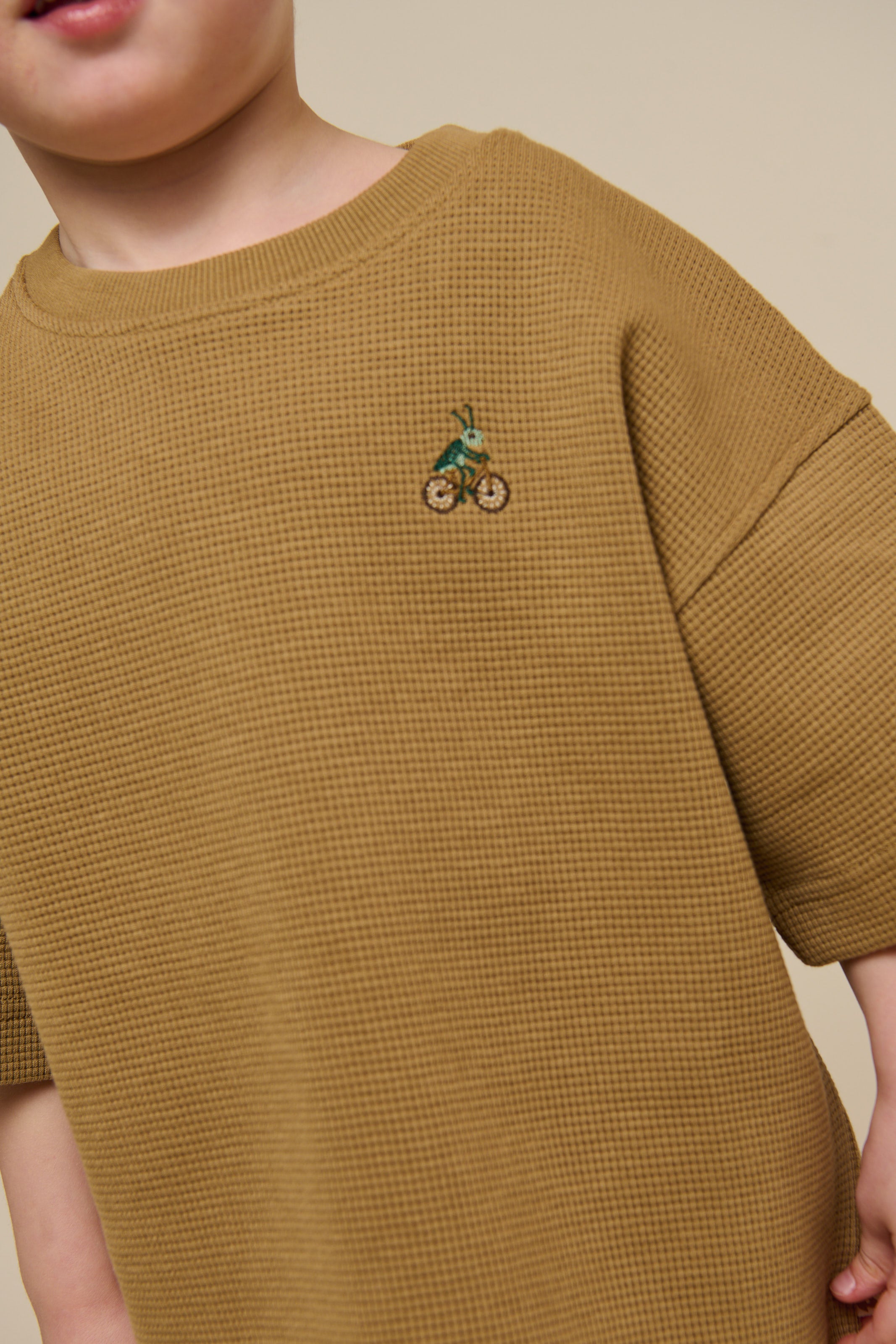 Waffle T-shirt - Kids - Khaki | 101148 Evan