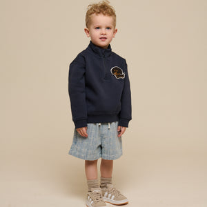 Half Zip Sweatshirt - Kids - Navy | 100806 Tristan