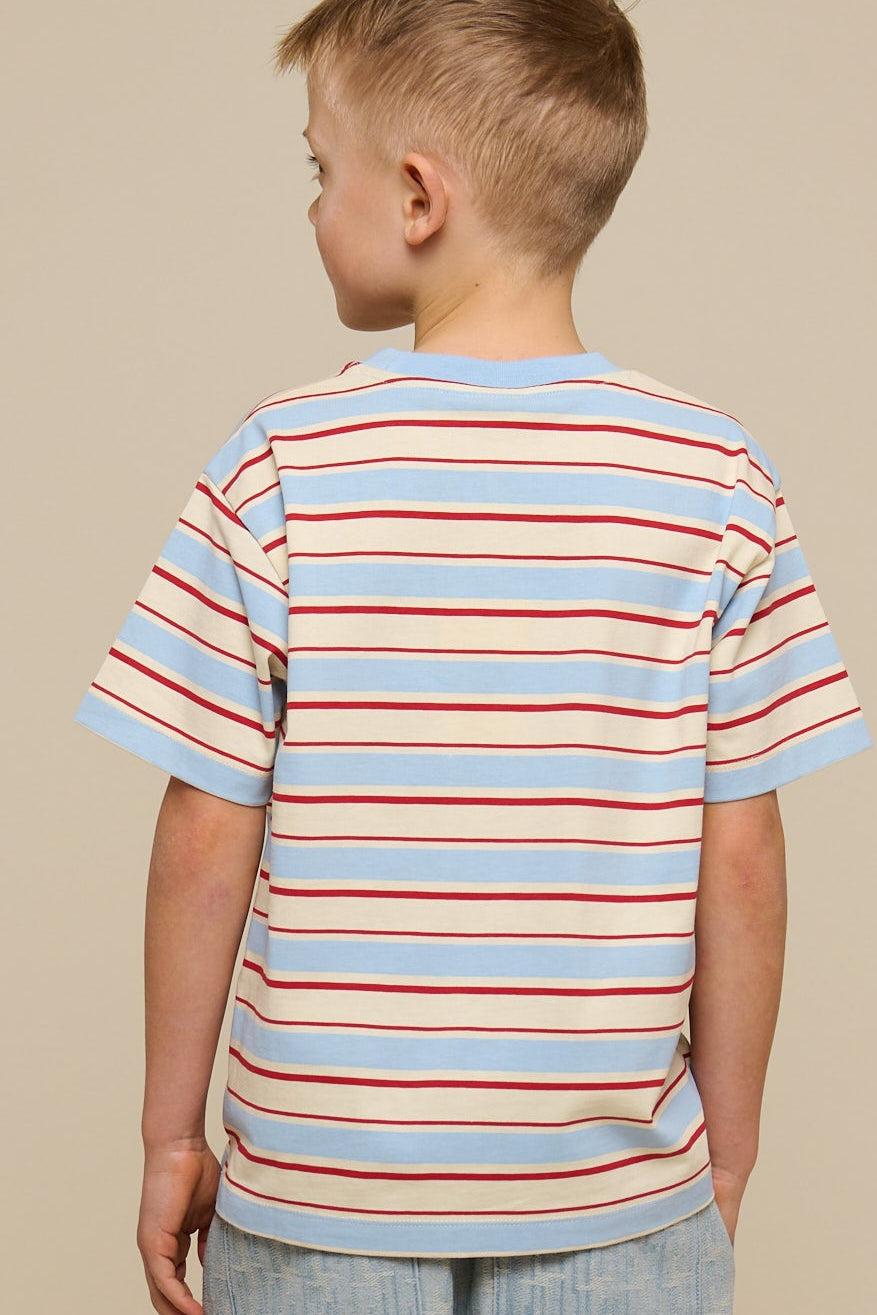 Retro Striped T-shirt - Tween - Powder Blue | 101276 Steven