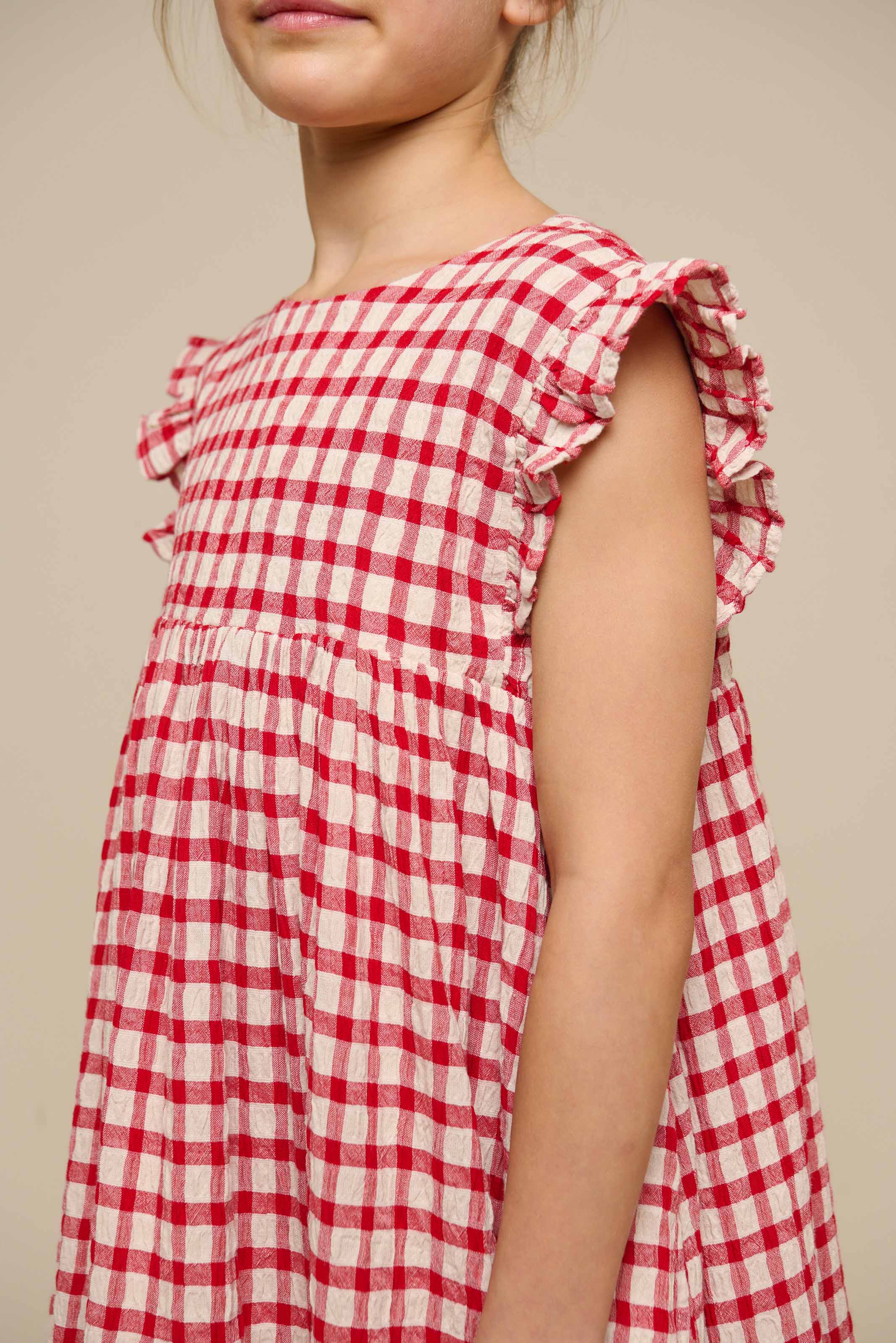 Checked Cotton Dress - Tween - Cherry Red | 100905 Bonnie