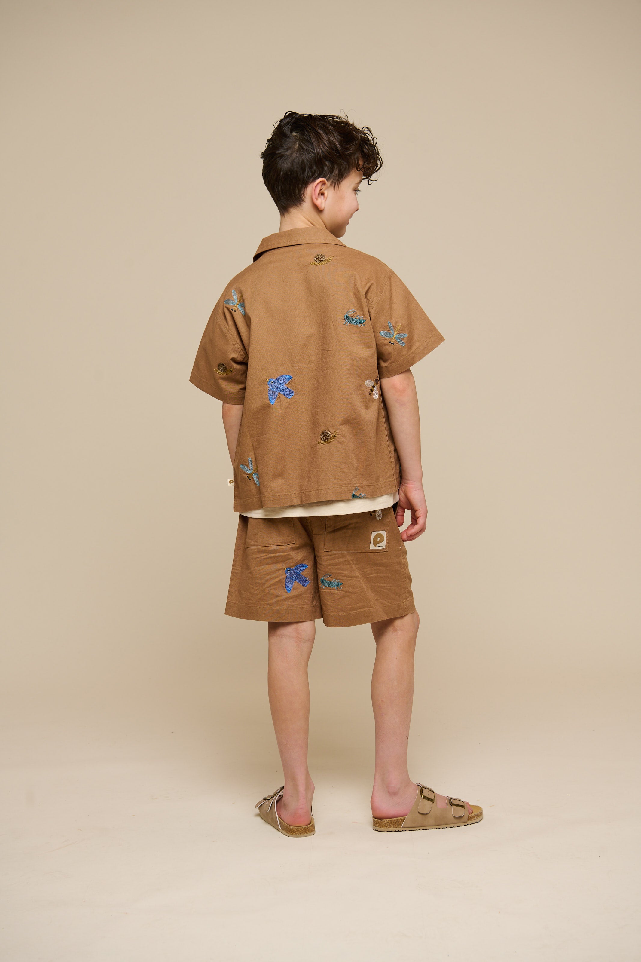 Embroidered Short Sleeve Cotton Shirt - Tween - Coconut | 101097 Erik