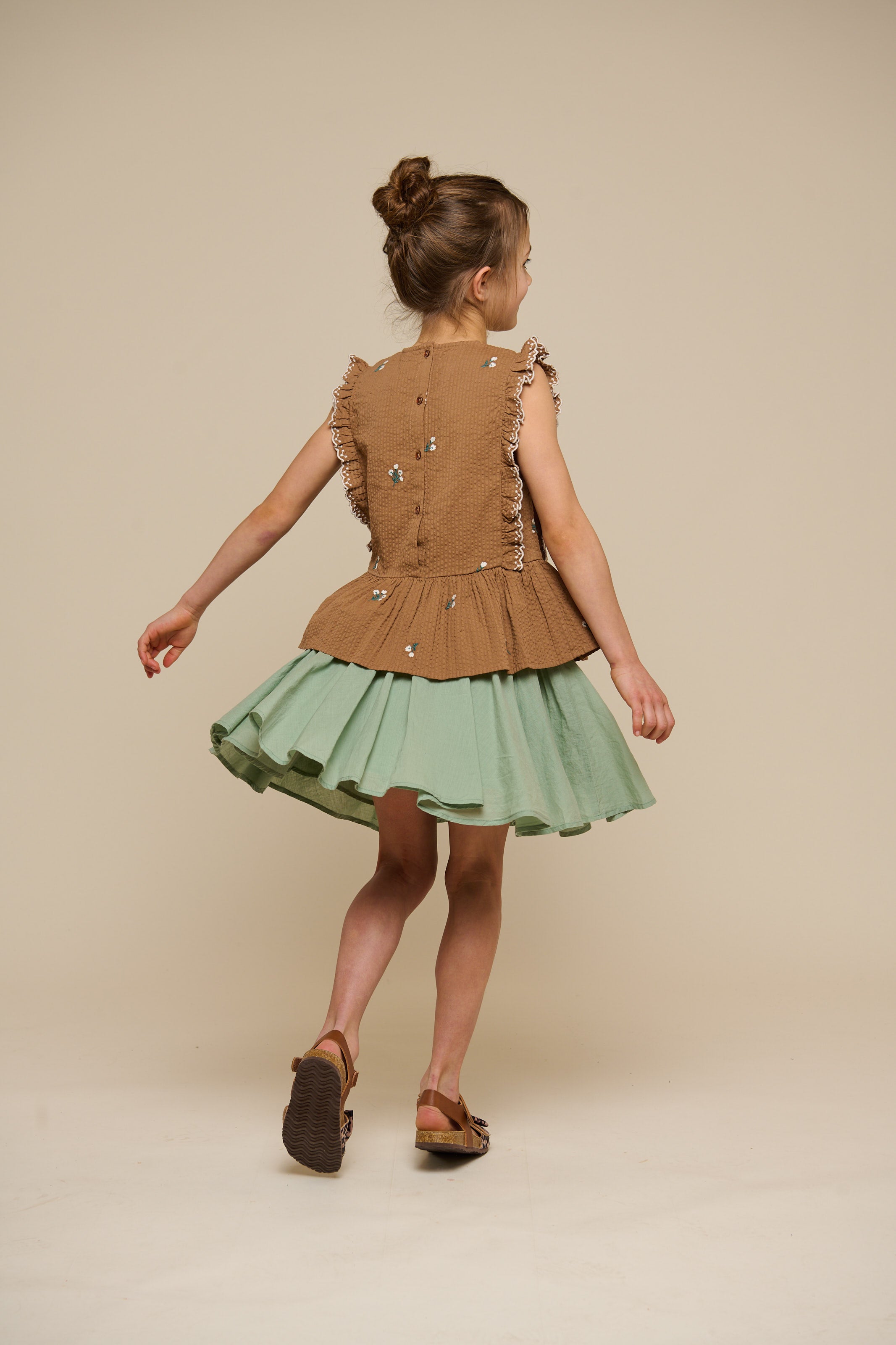 Cotton Skirt with Ric Rac Frill - Tween - Dusty Green | 101069 Alma