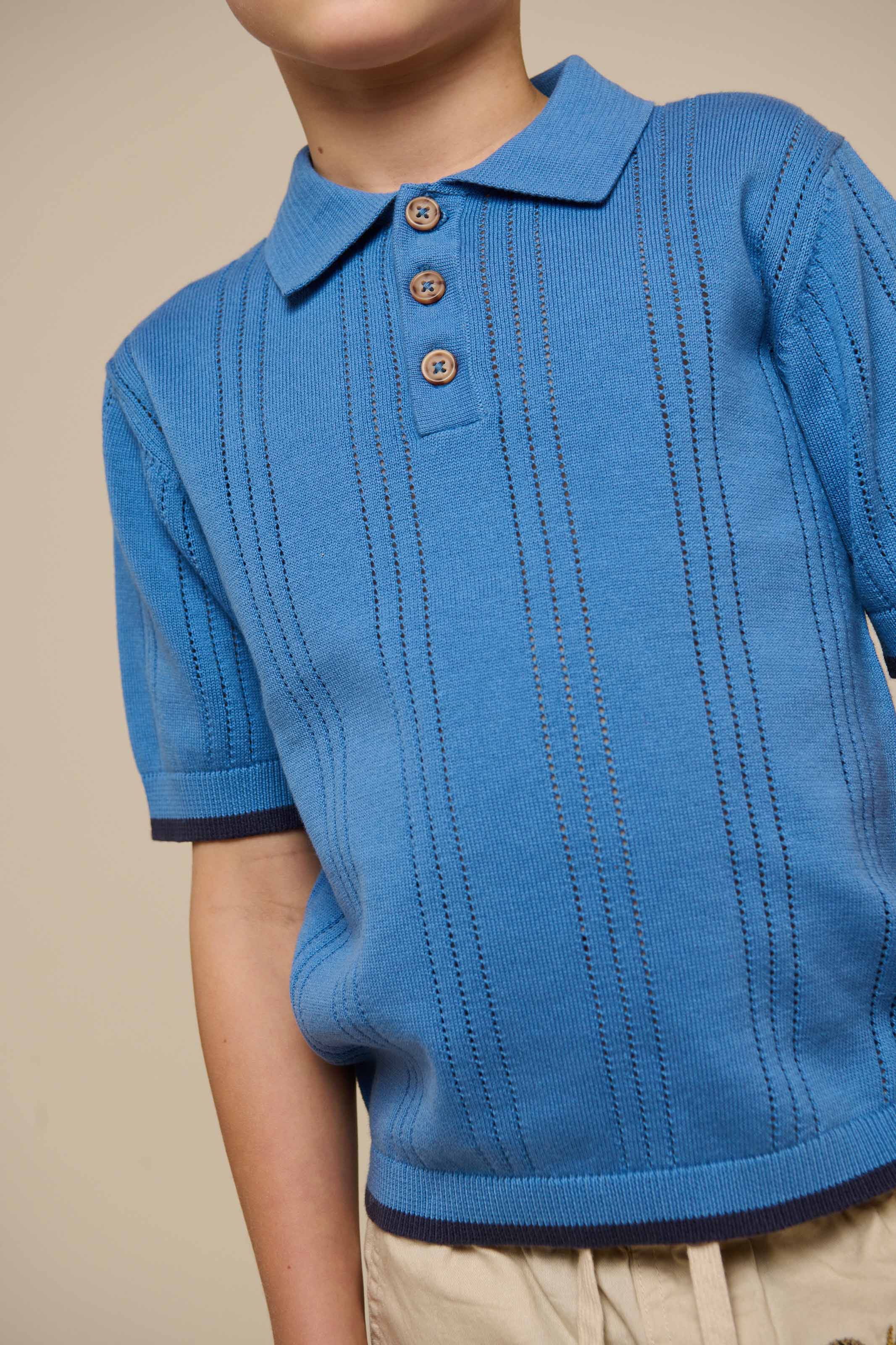 Blue knitted Polo - Tween - Dusty Blue | 101244 Dylan
