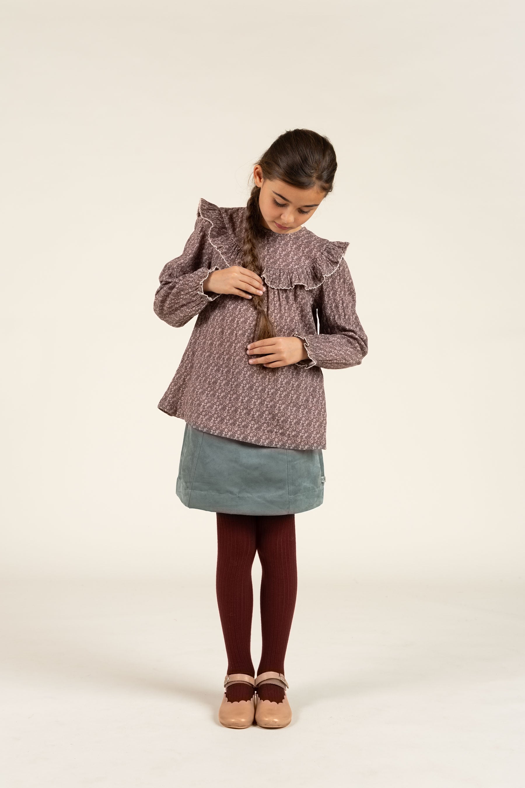 Printed Double Gauze Two-way Blouse - Tween - Rose / Green | 100732 Maggie