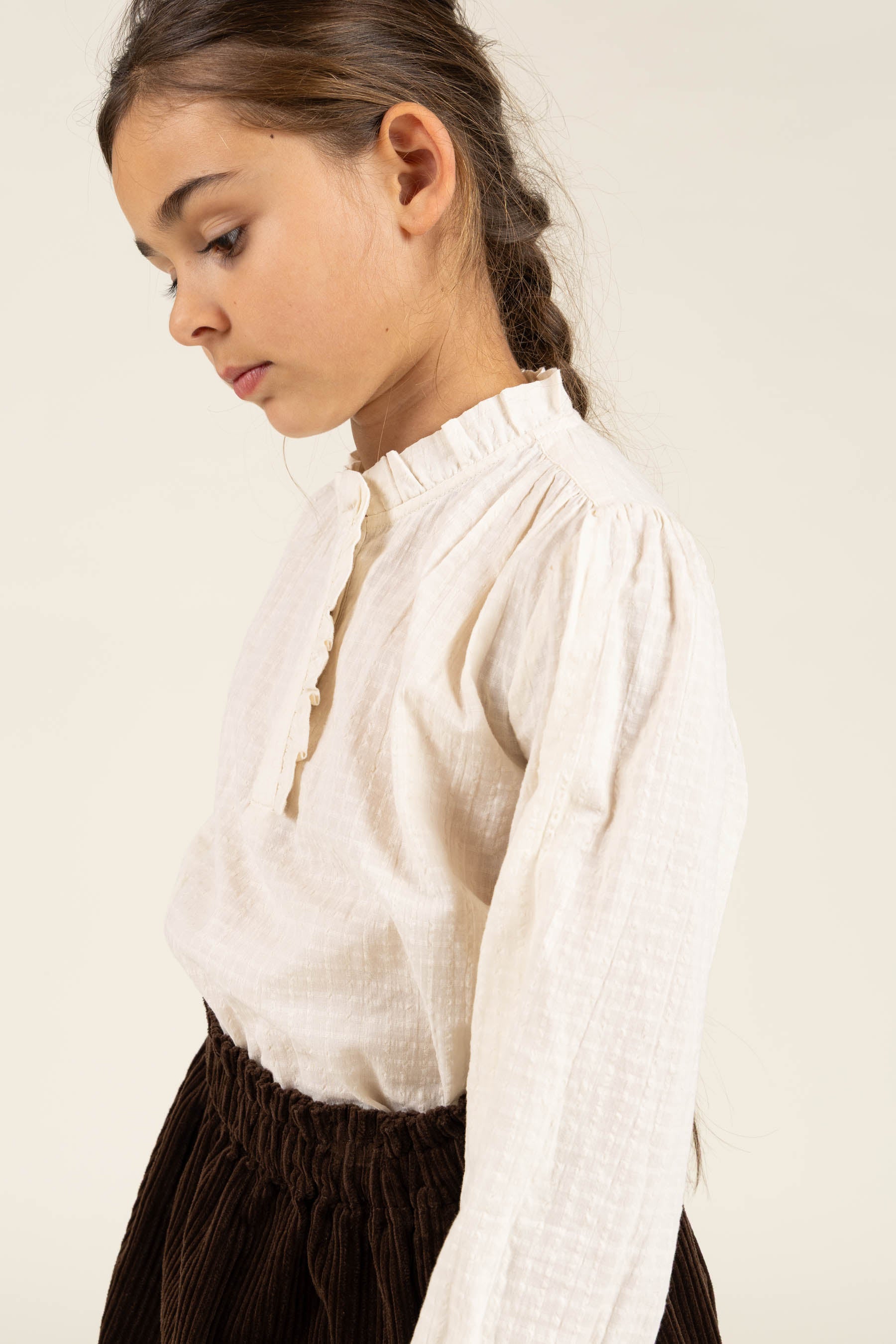 Cotton Blouse with Placket - Tween - Off White | 100880 Claire