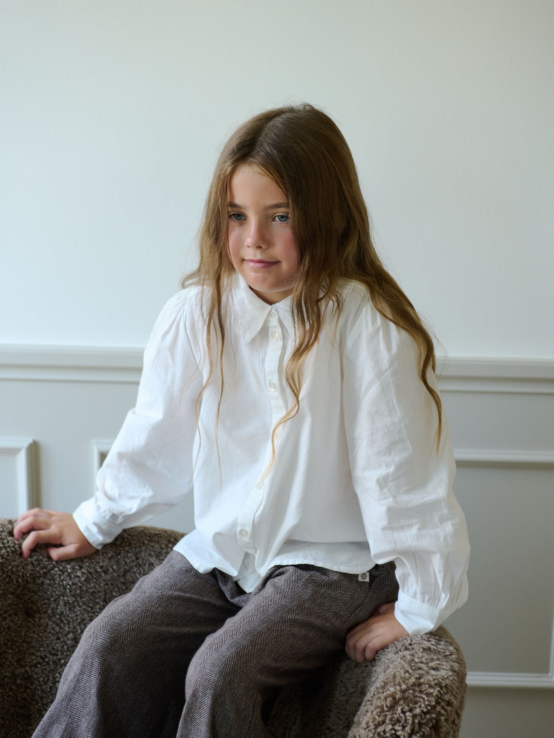 Cotton Herringbone Trousers - Tween - Dark Brown | 101522 Susse