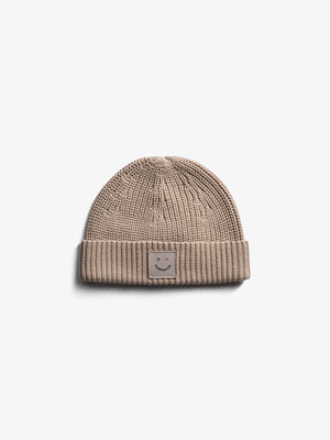 Ribbed Knit Beanie - Kids - Beige