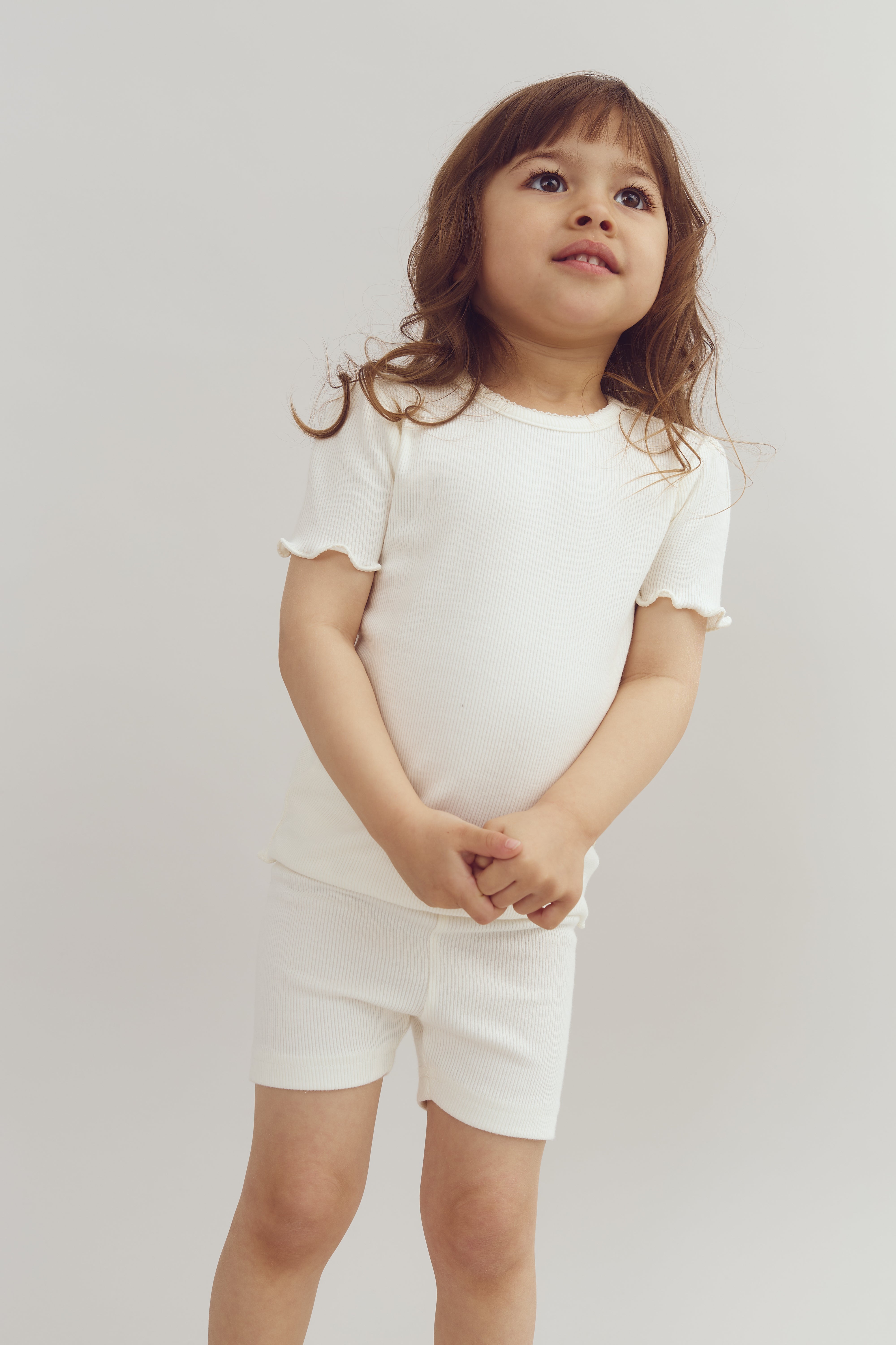 Modal Rib Short Sleeve T-shirt - Off White | 100323 Fiona