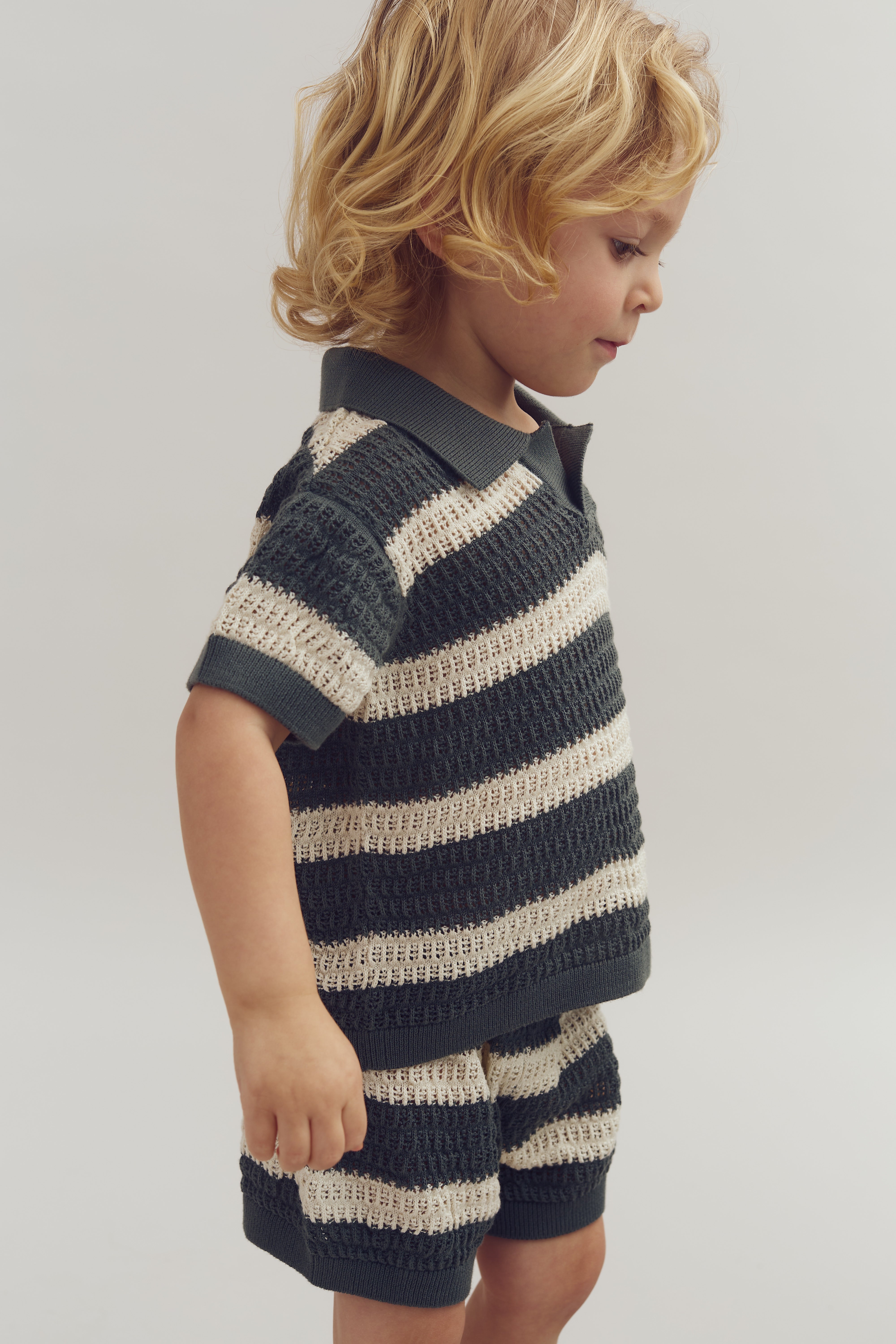 Striped Knit Shorts and Top - Petrol | 100278 Piet