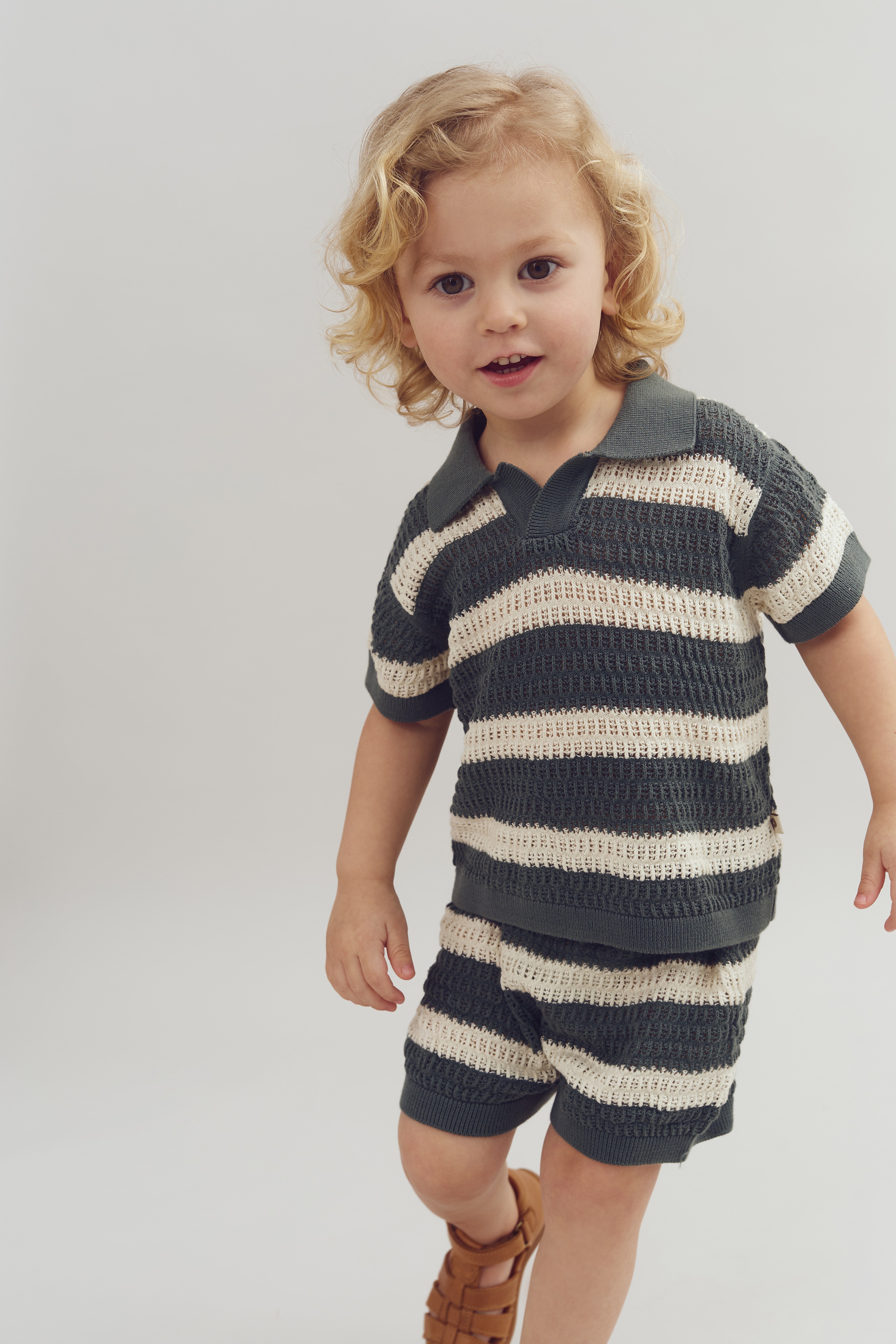 Striped Knit Shorts and Top - Petrol | 100278 Piet