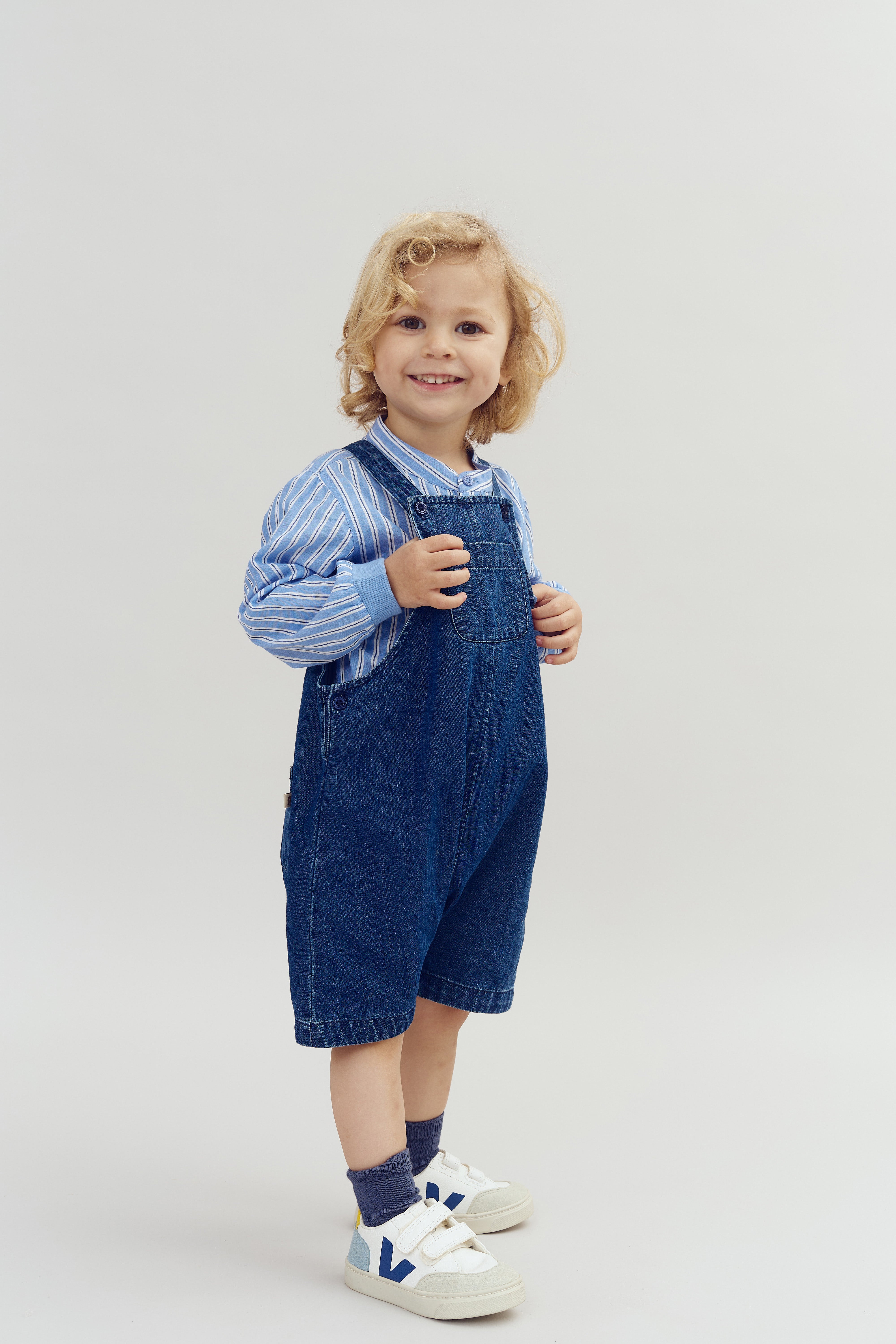 Denim Overall Shorts - Dark Blue Denim | 100177 Delhi