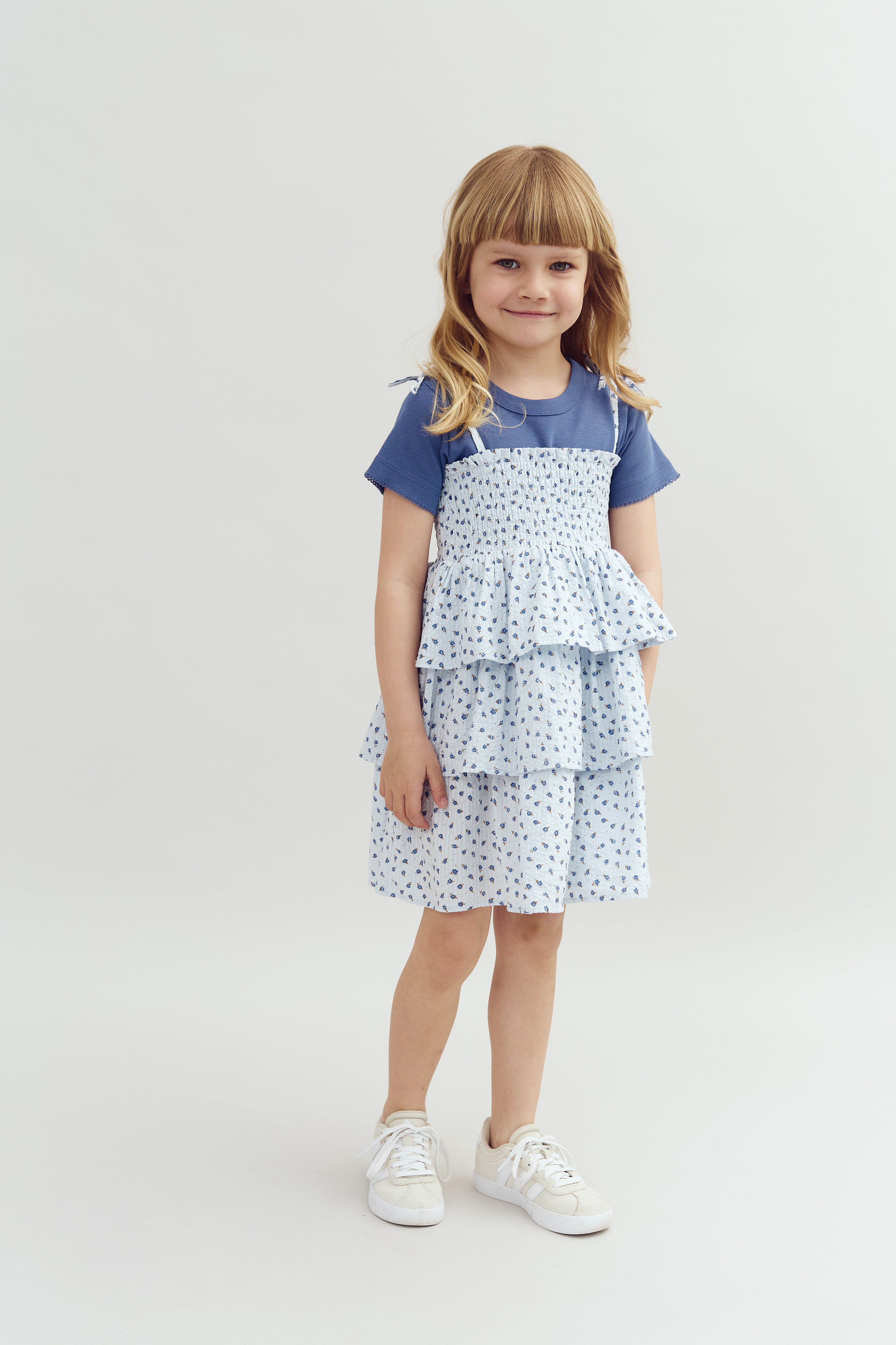 Fitted T-Shirt w. Picot stitch - Dusty Cobalt | 100201 Tina