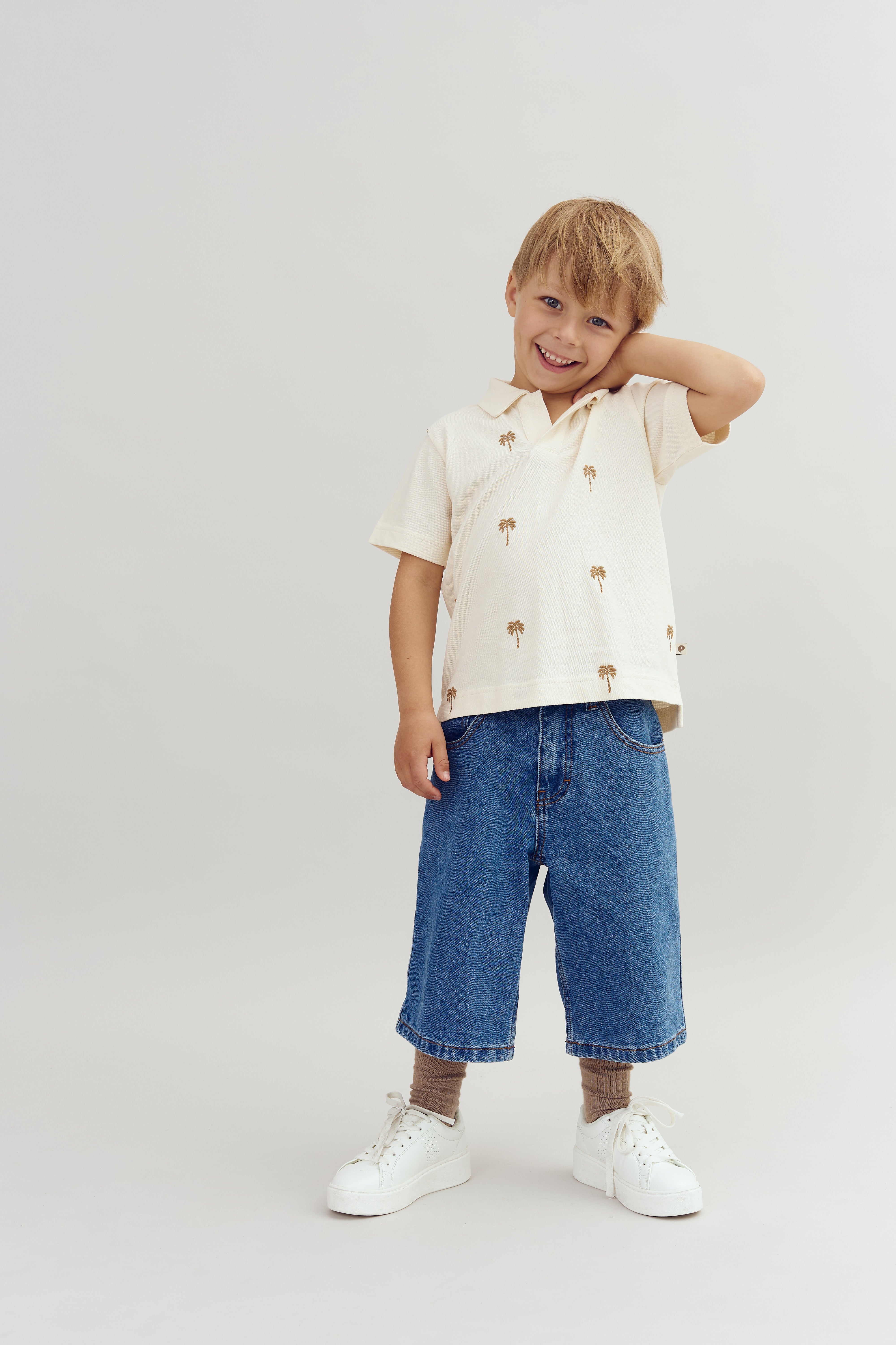 Long Line Denim Shorts - Blue Denim | 100106 Storm