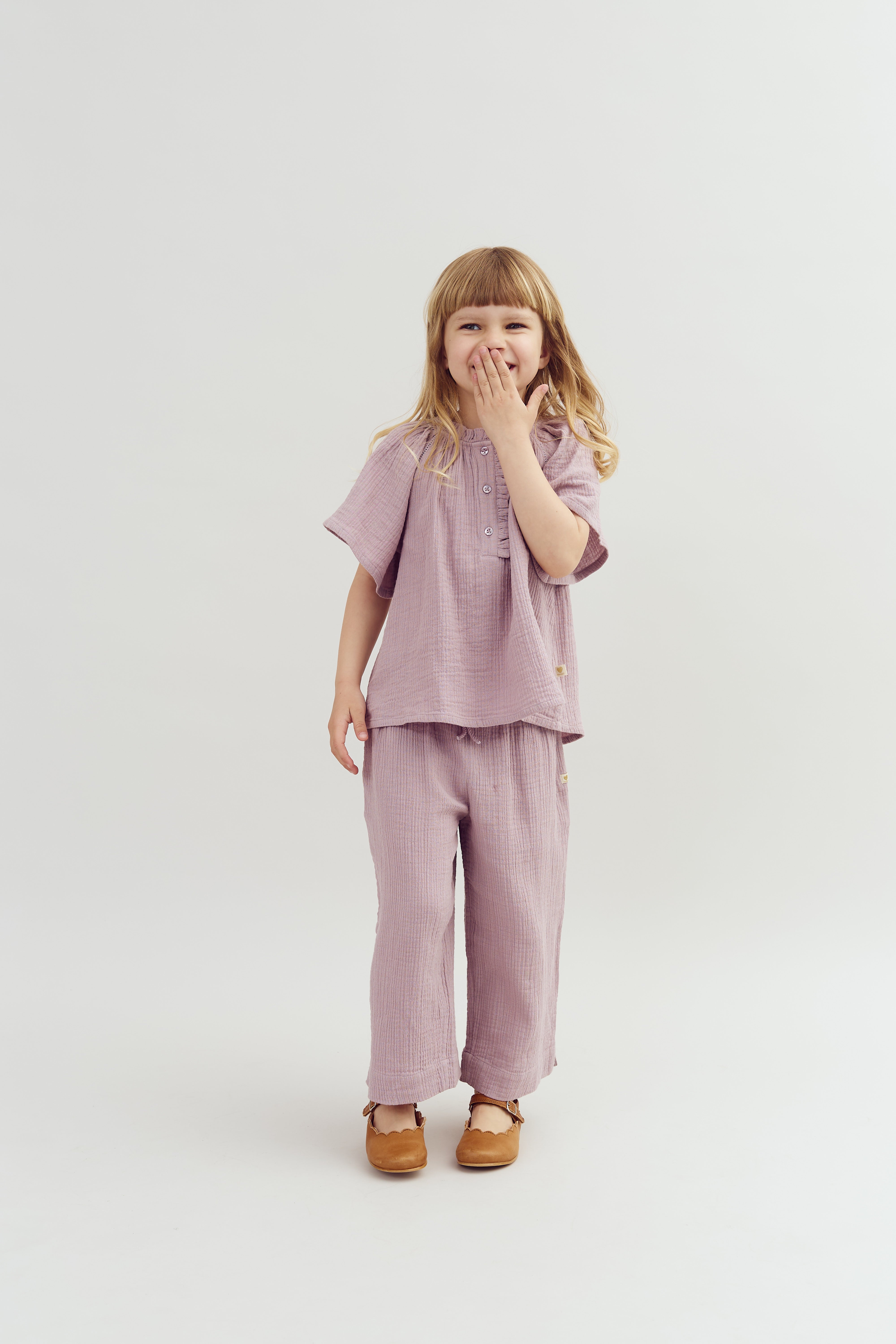 Muslin Placket Blouse - Purple | 100240 Ella