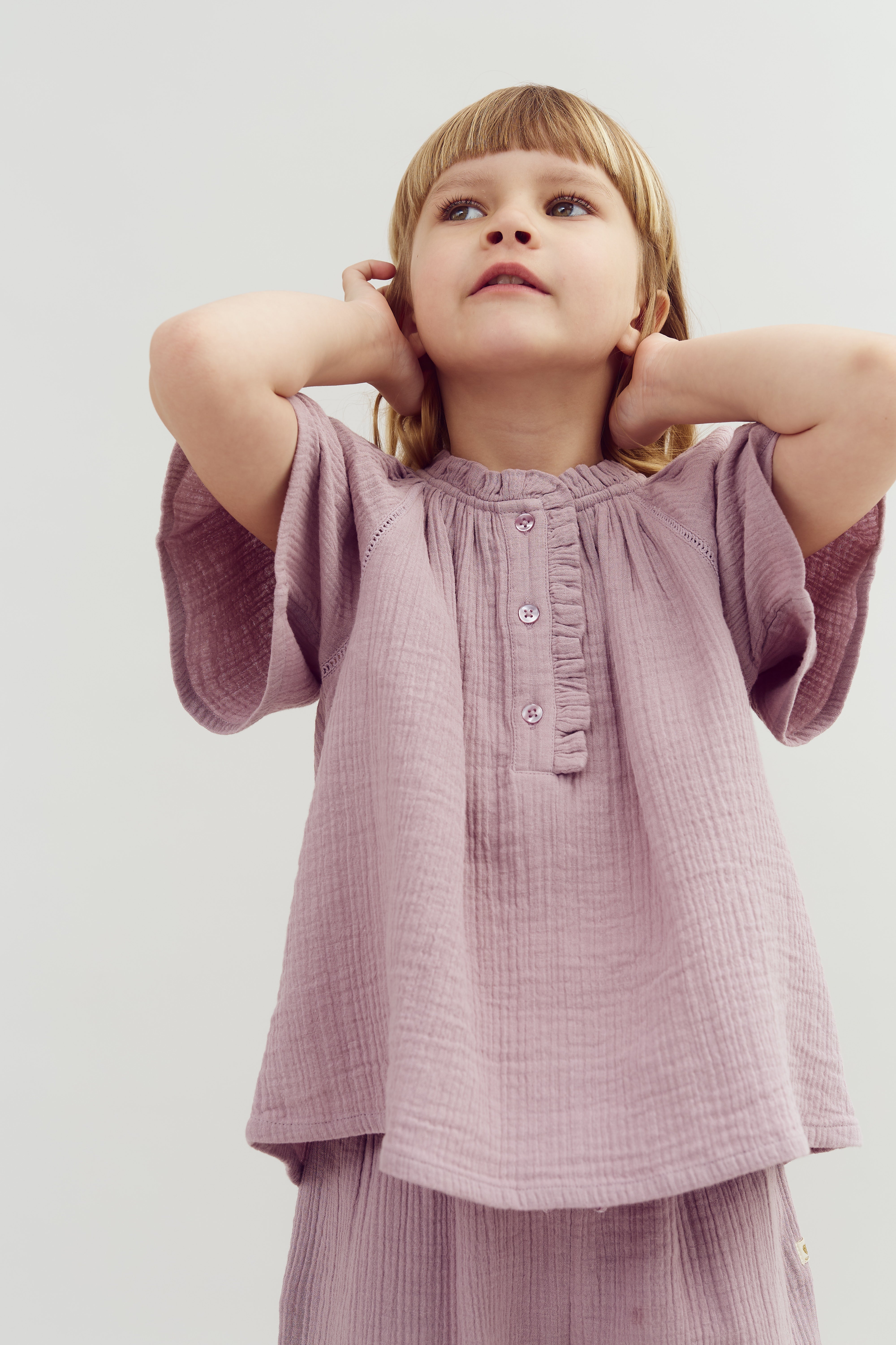 Muslin Placket Blouse - Purple | 100240 Ella