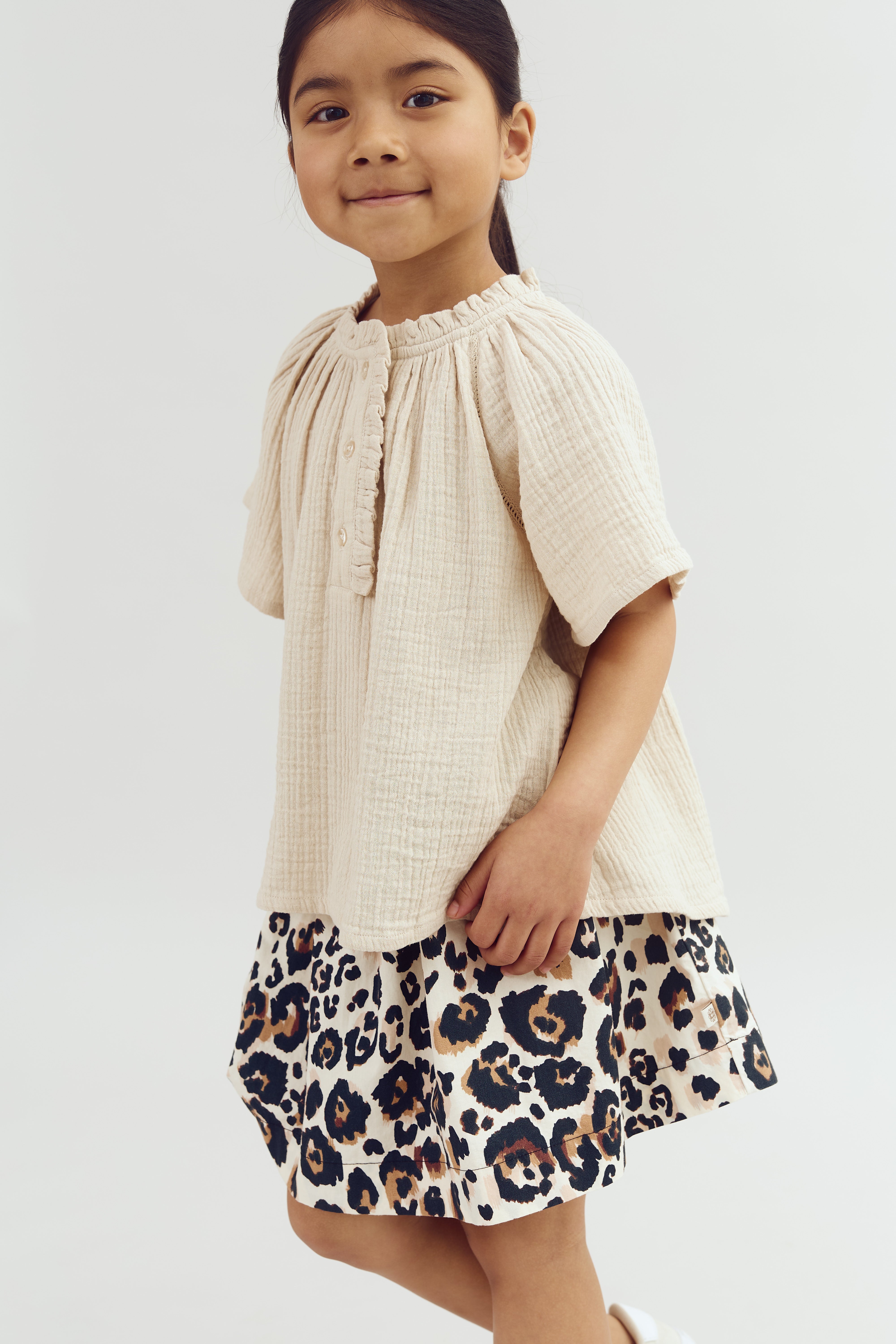 Over-knee Poplin Skirt - Leopard print | 100228 Laura