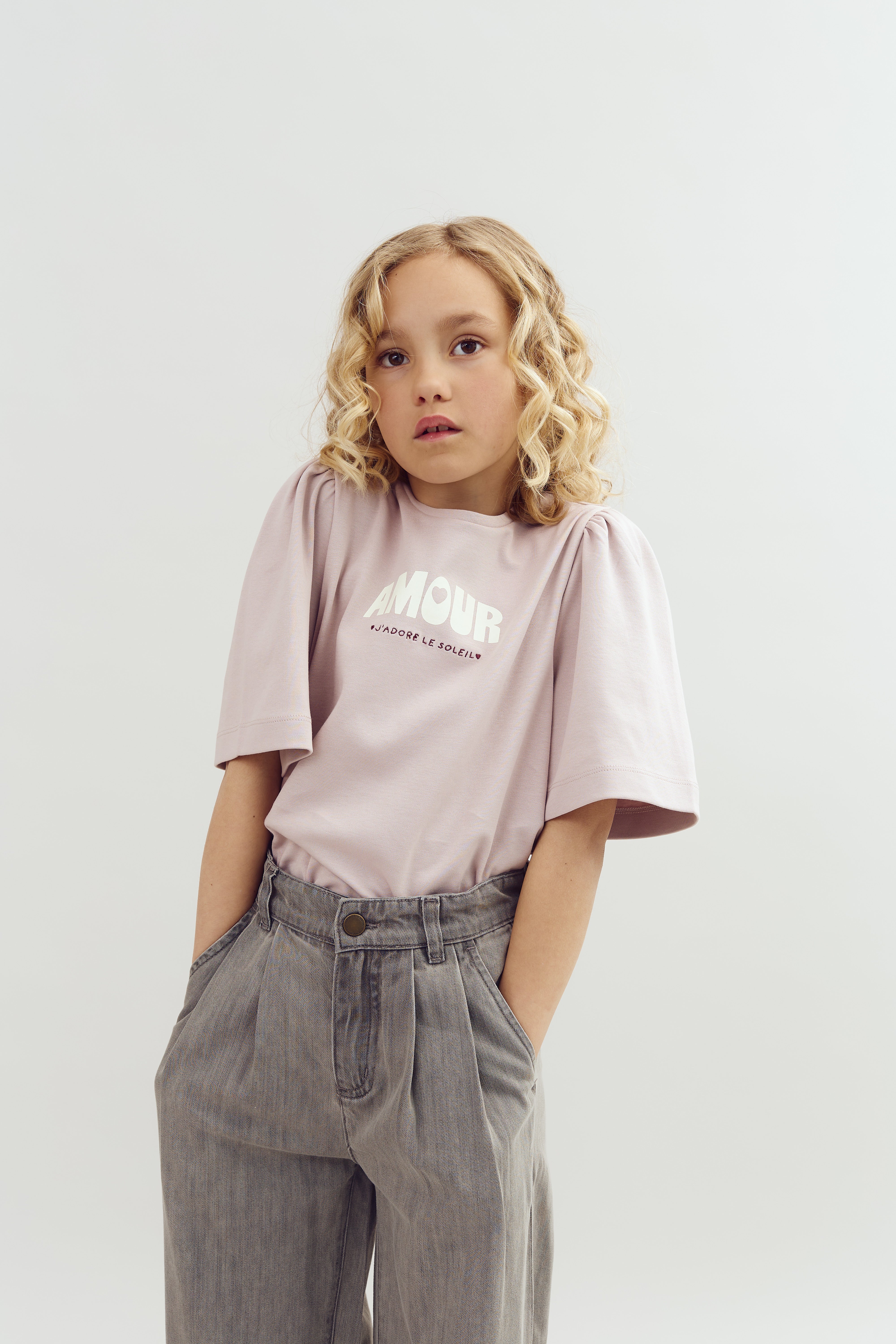Puff Sleeve Print T-Shirt with placement print - Tween - Light Purple | 100462 Rosa