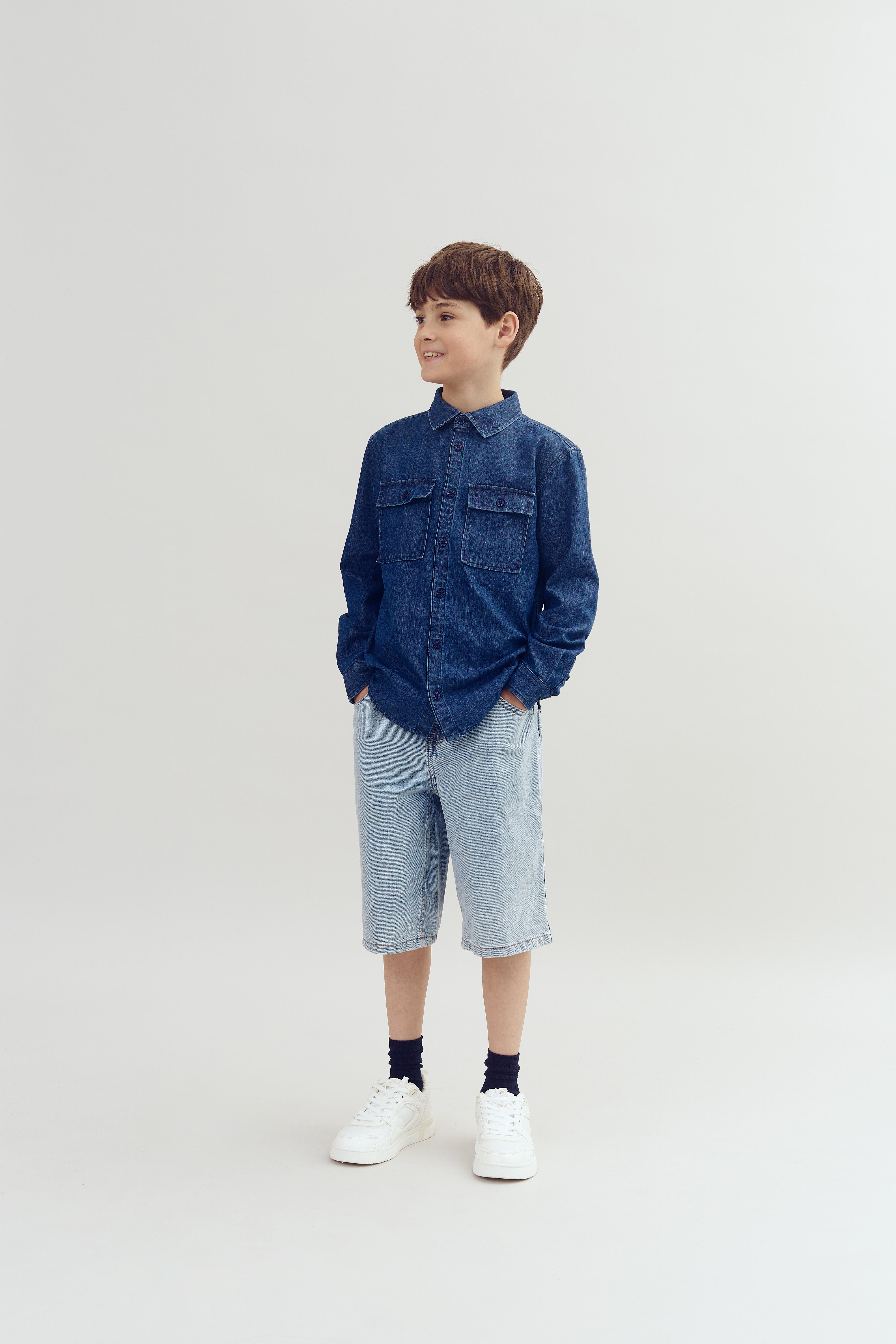 Long Line Denim Shorts - Tween - Light Blue Denim | 100357 Storm