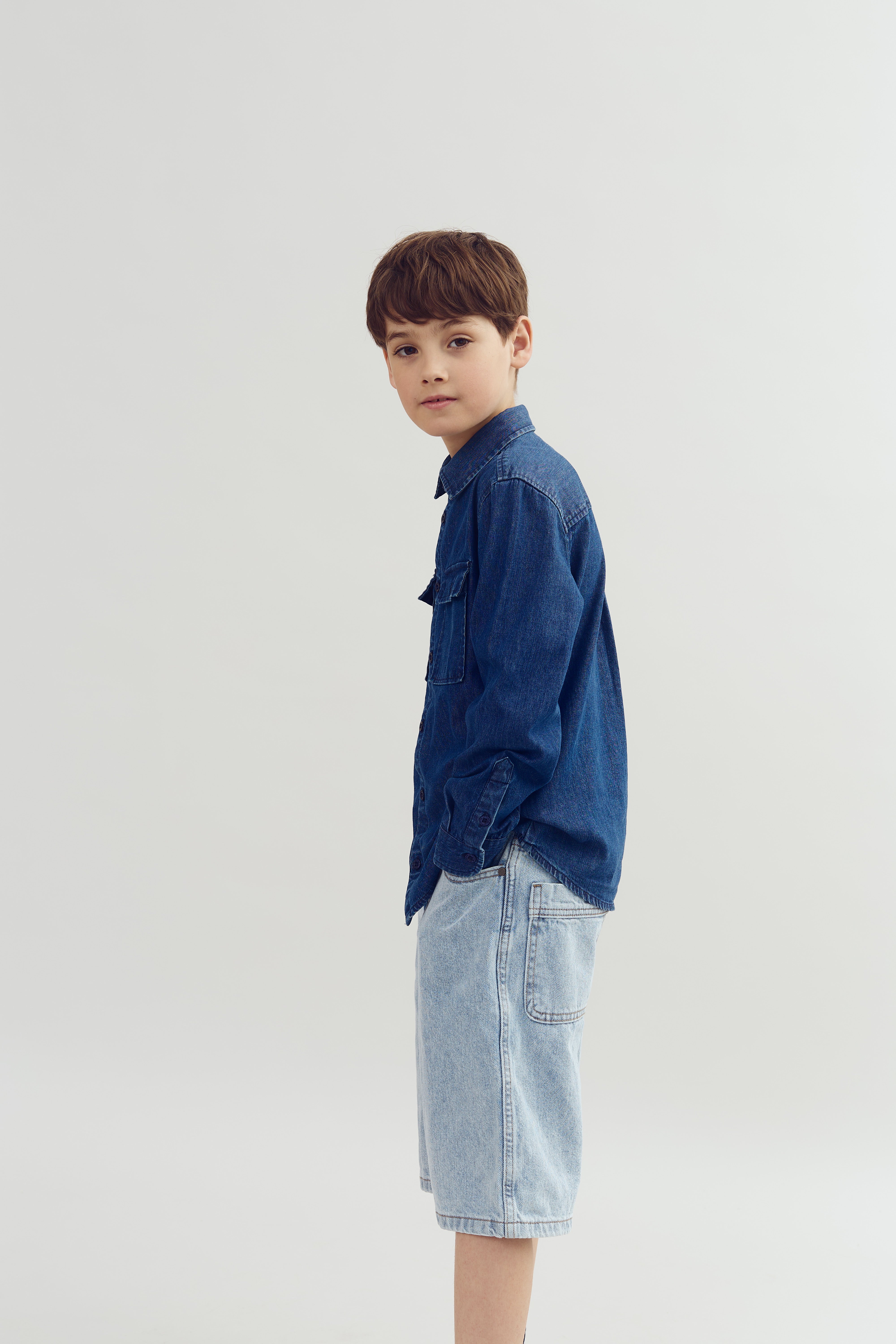 Long Line Denim Shorts - Tween - Light Blue Denim | 100357 Storm