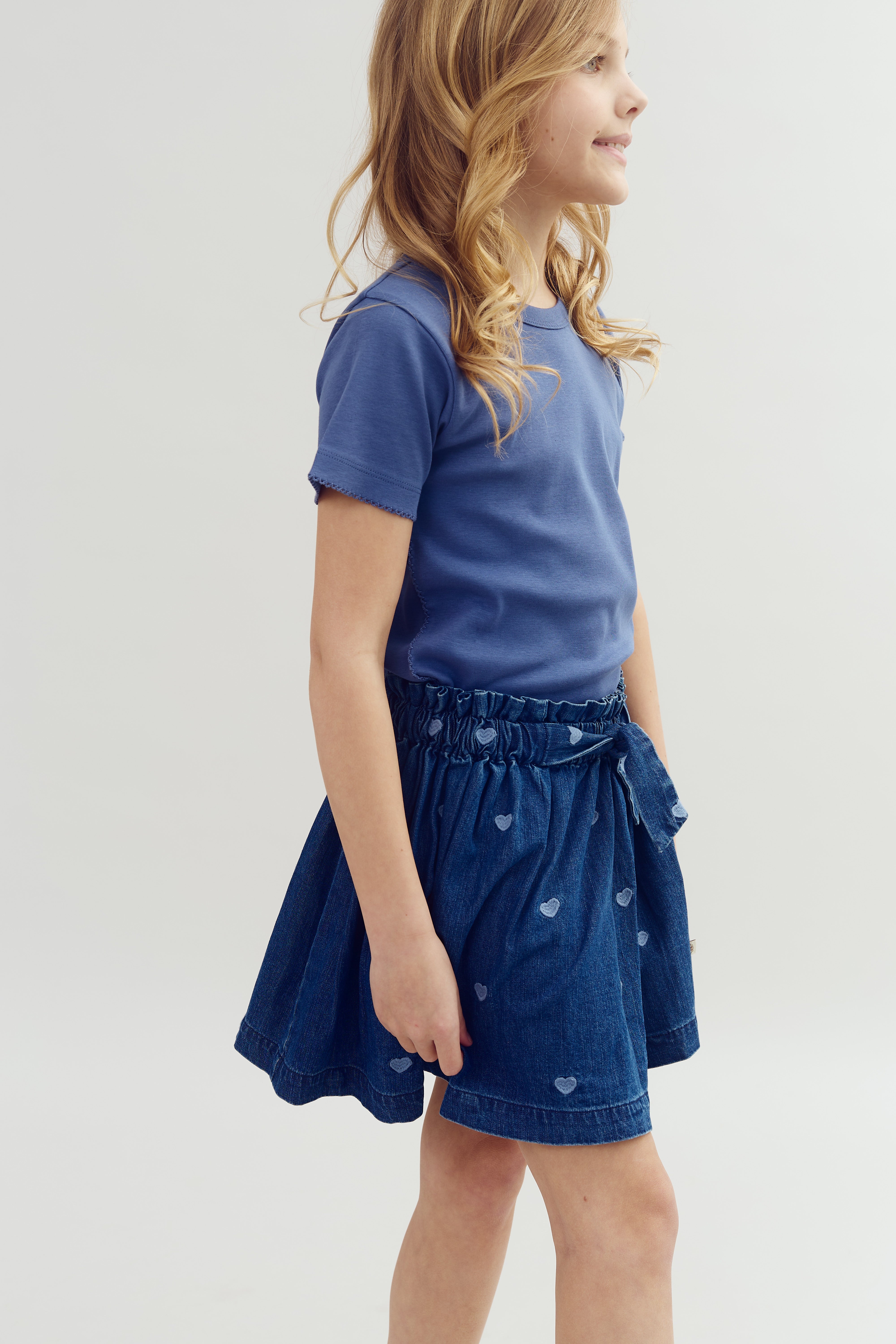 Fitted T-Shirt w. Picot stitch - Tween - Dusty Cobalt | 100381 Tina